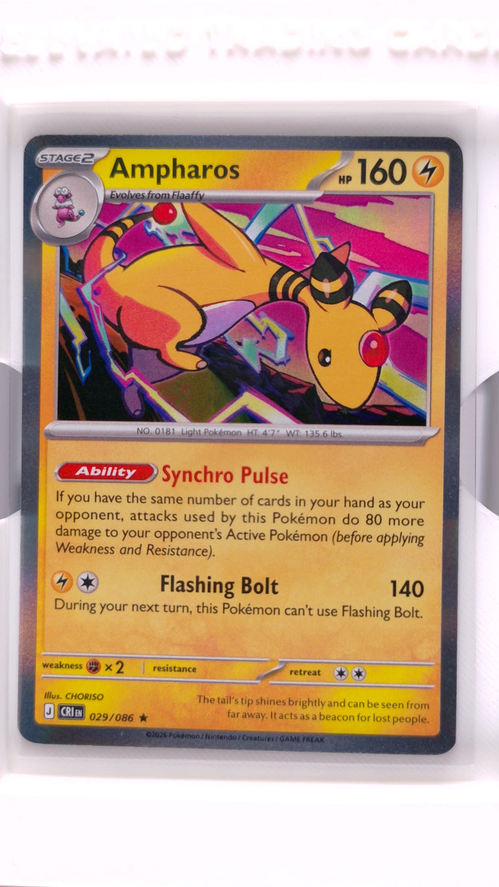 Pokémon: Mega Evolution — Chaos Rising Ampharos #029/086 Rare Holo — Front