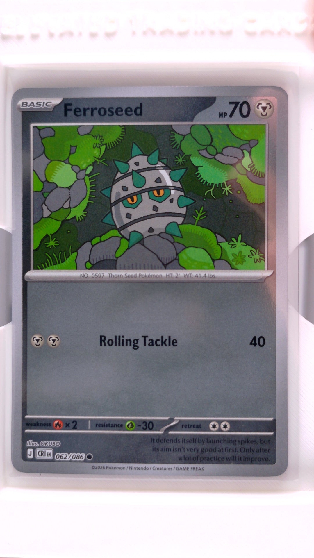 #62 Ferroseed Reverse Holo Common - front
