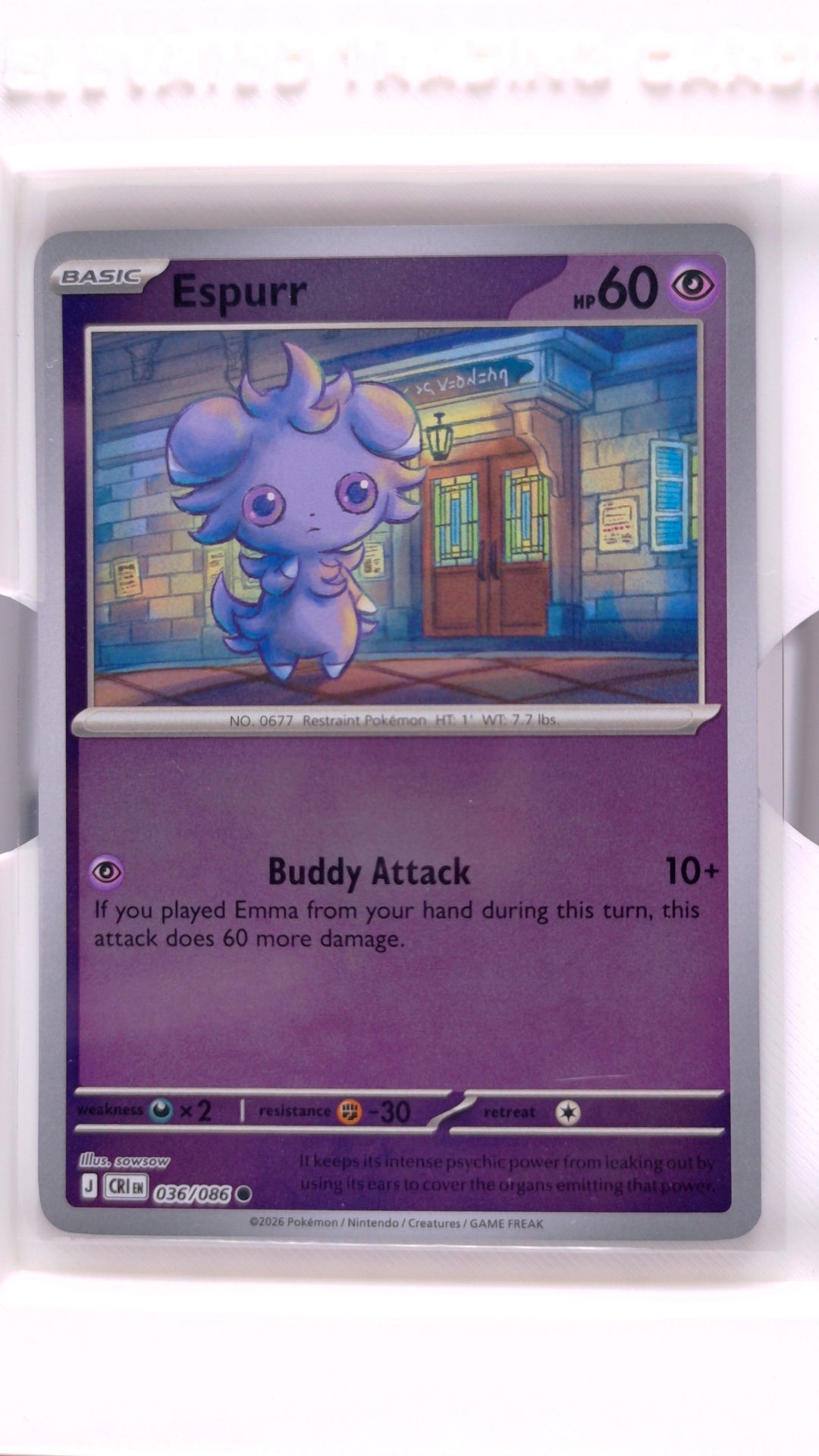 #36 Espurr Reverse Holo Common - front