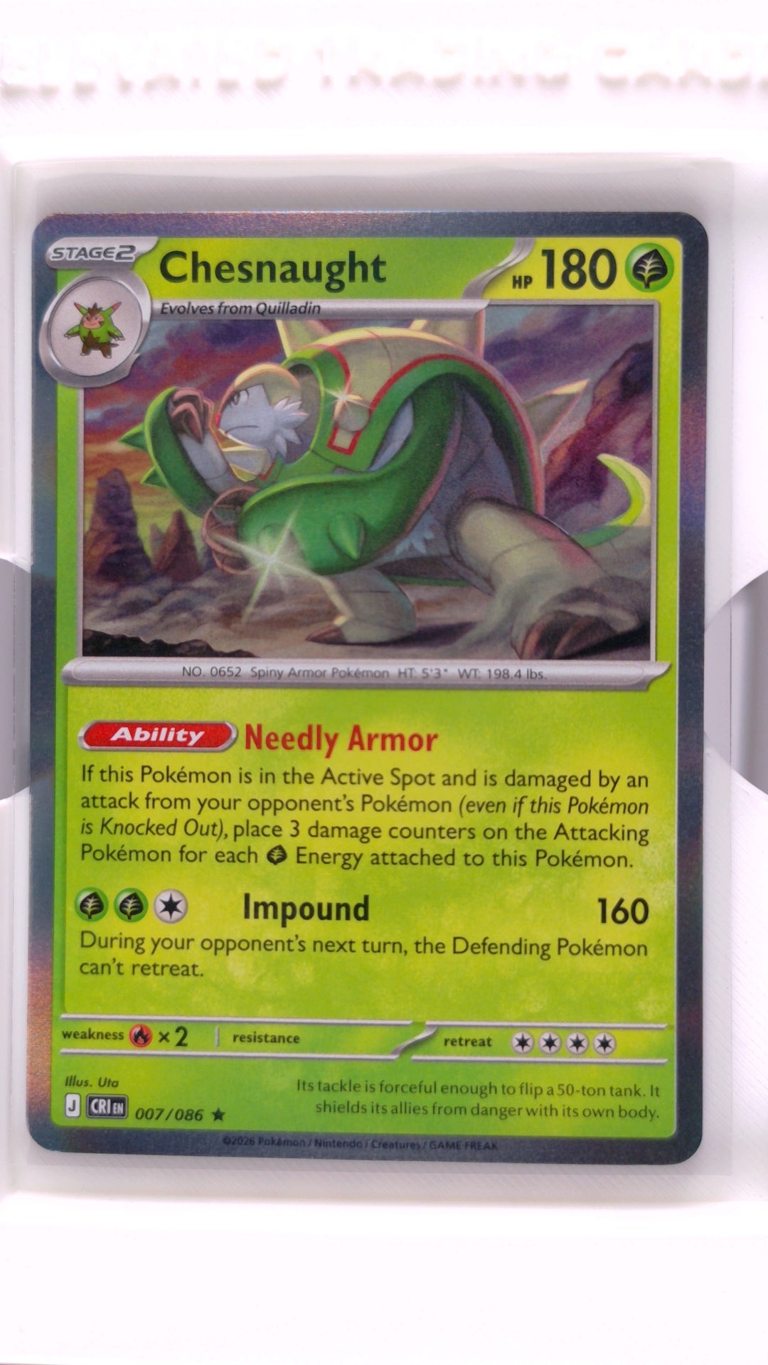 #7 Chesnaught Holo Rare - front