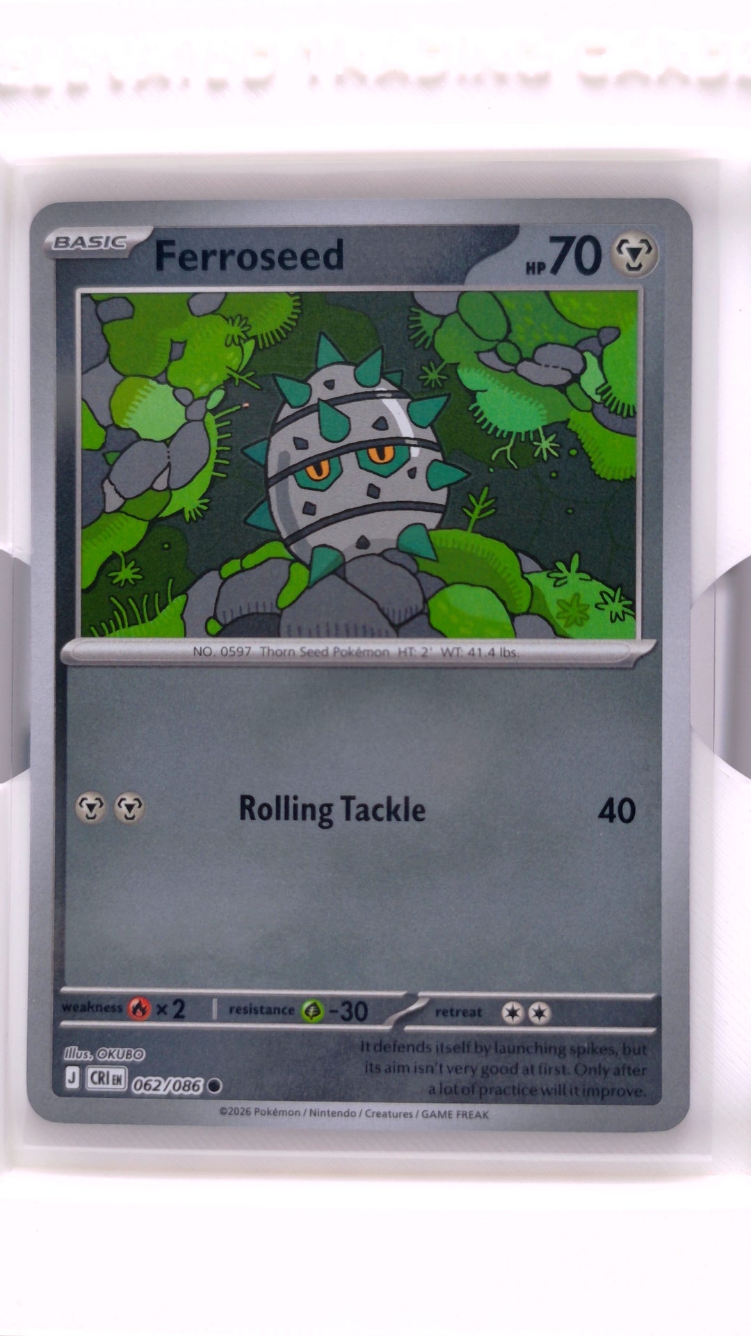 #62 Ferroseed Reverse Holo Common - front