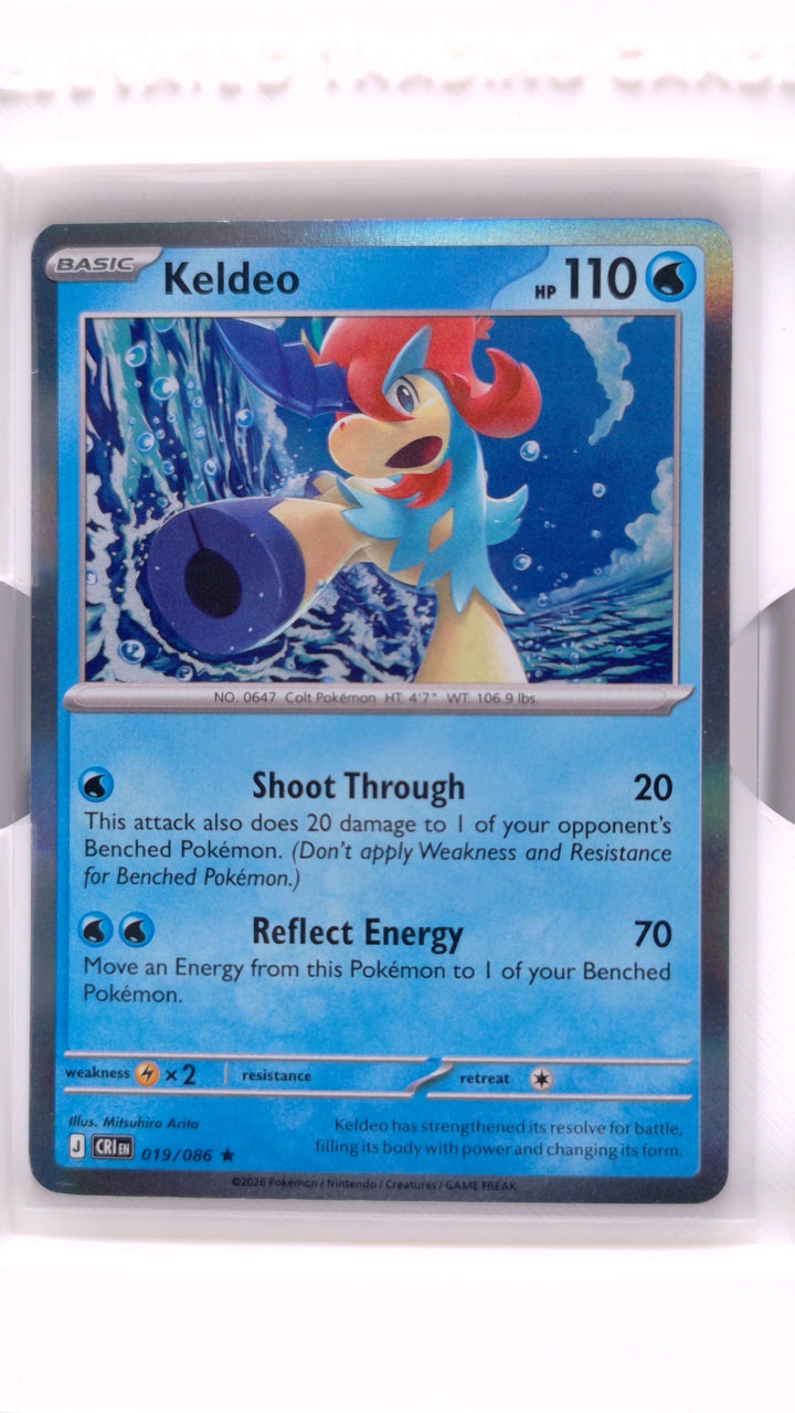 Pokémon: Mega Evolution — Chaos Rising Keldeo #019/086 Rare Holo — Front