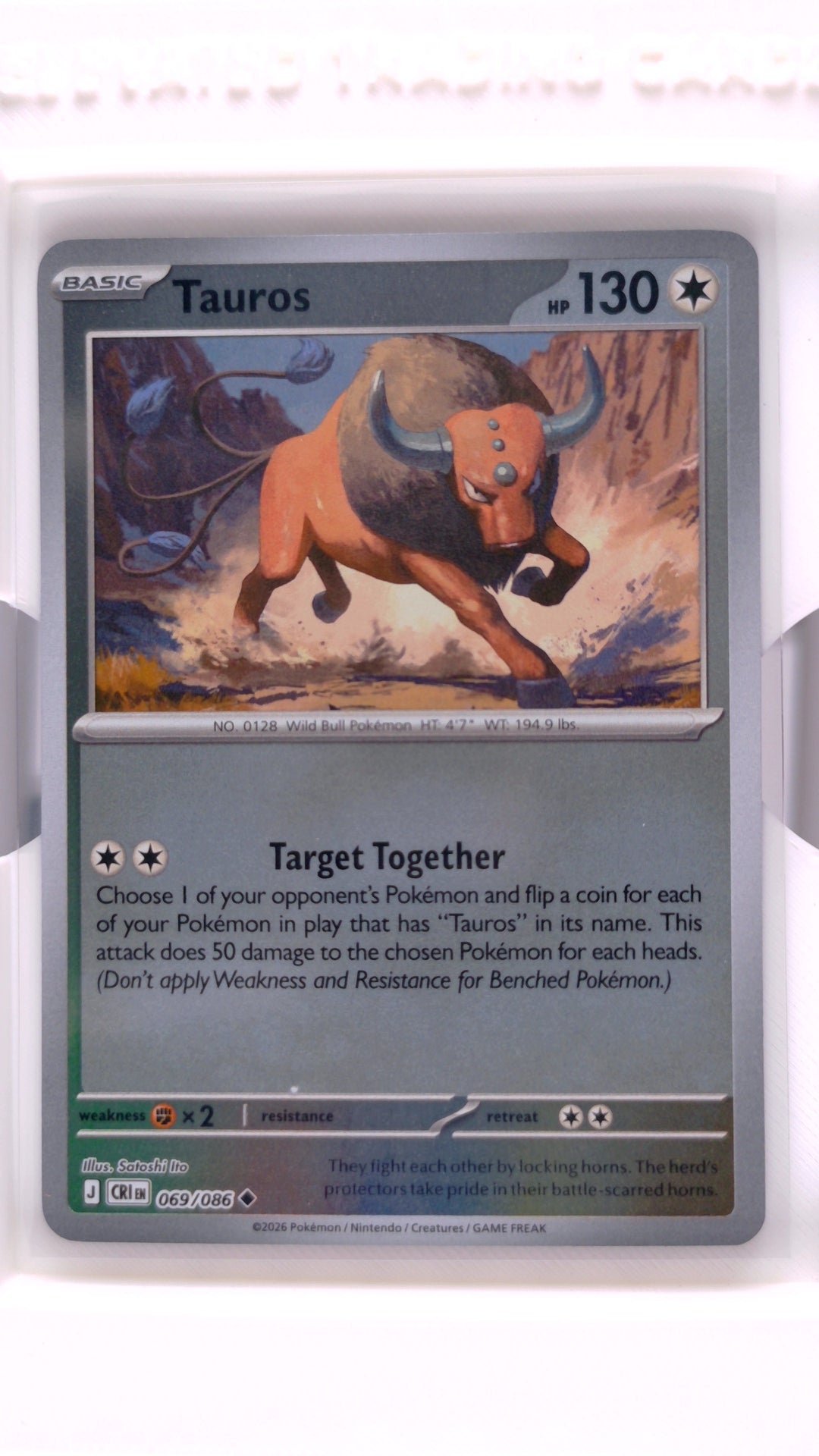 #69 Tauros Reverse Holo Uncommon - front