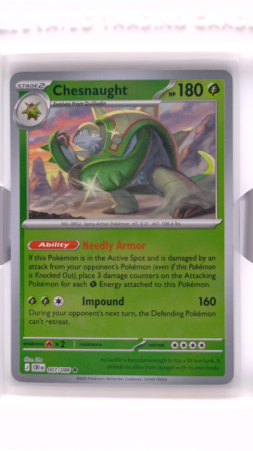 #7 Chesnaught Reverse Holo Rare - front