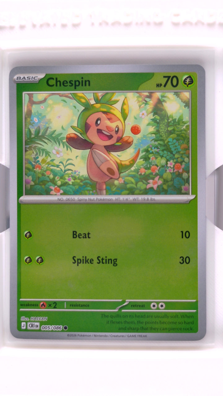 Pokémon: Mega Evolution — Chaos Rising Chespin #005/086 Common Reverse Holo — Front