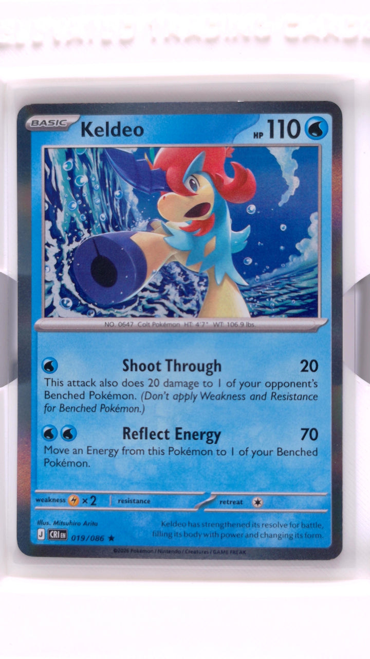 Pokémon: Mega Evolution — Chaos Rising Keldeo #019/086 Rare Holo — Front
