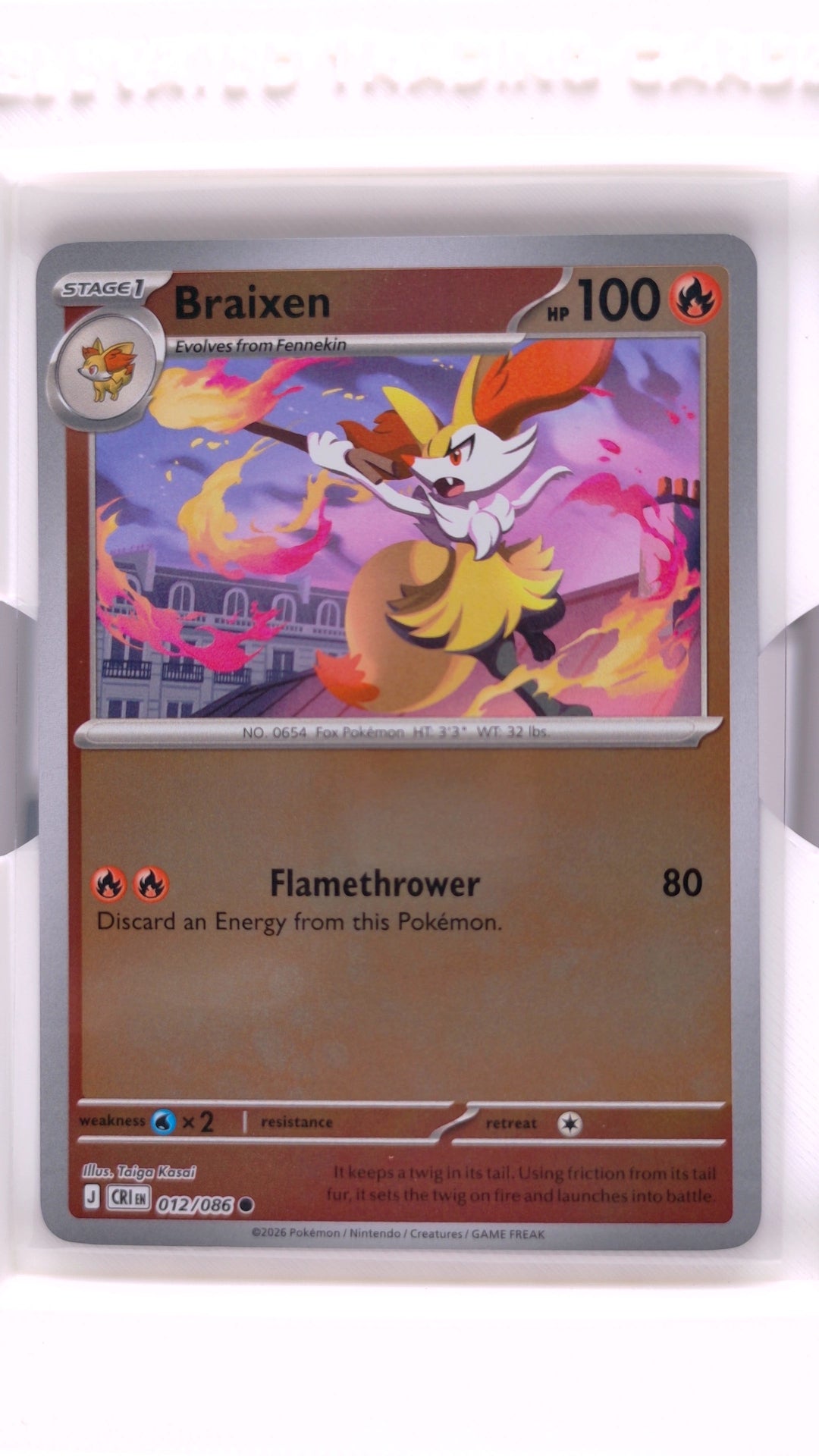 #12 Braixen Reverse Holo Common - front