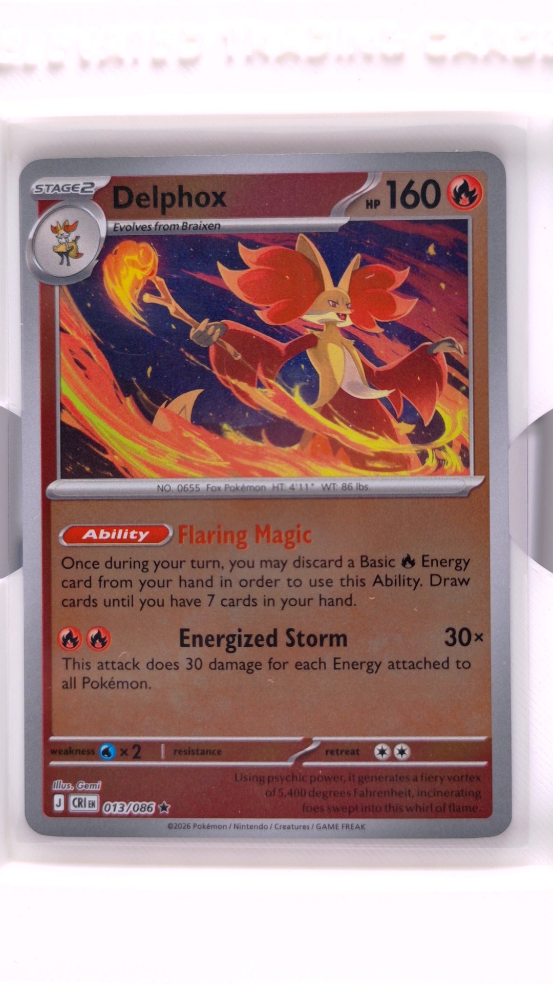 #13 Delphox Reverse Holo Rare - front