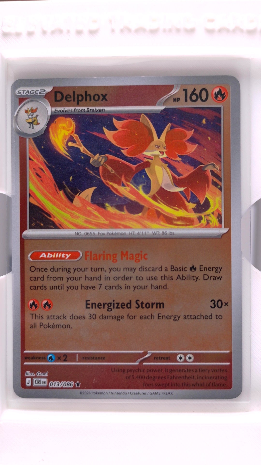 #13 Delphox Reverse Holo Rare - front