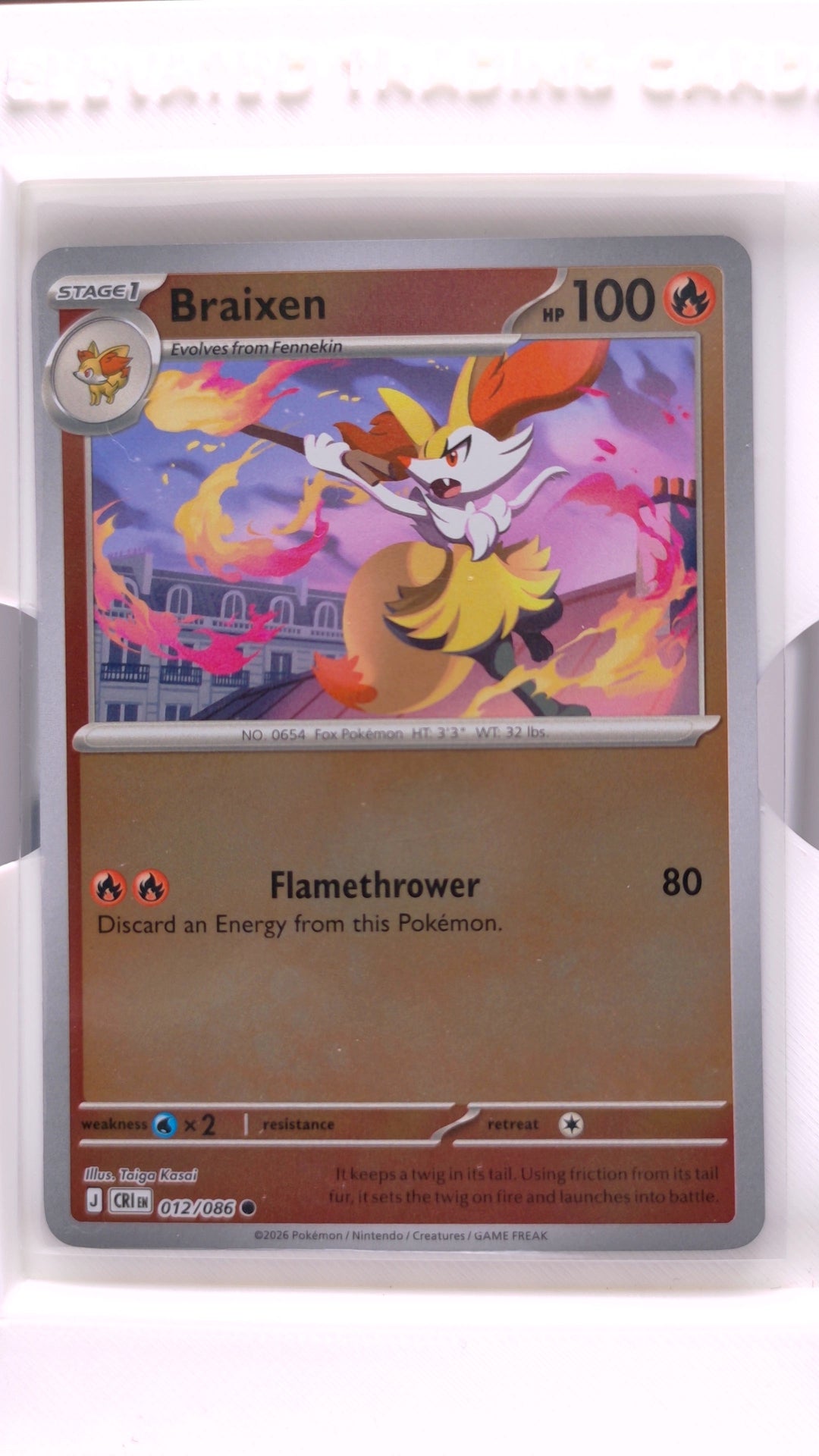 #12 Braixen Reverse Holo Common - front