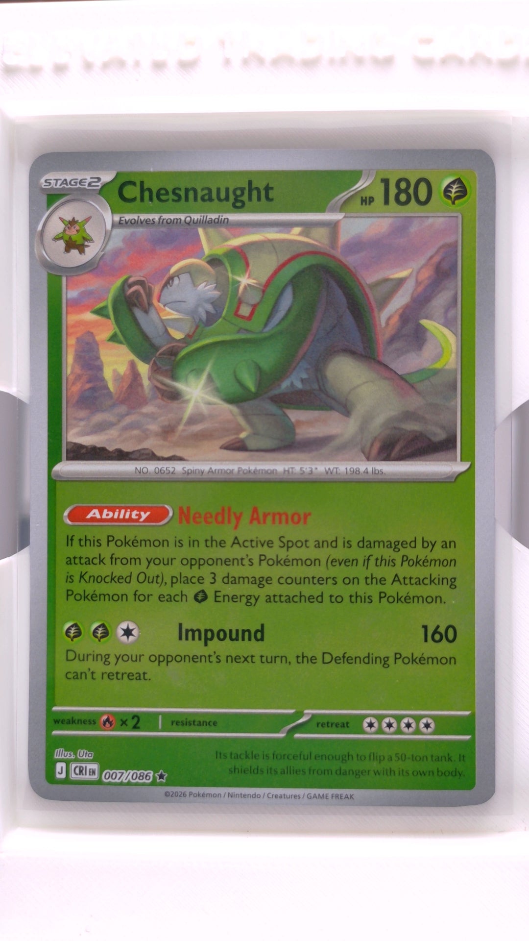 #7 Chesnaught Reverse Holo Rare - front