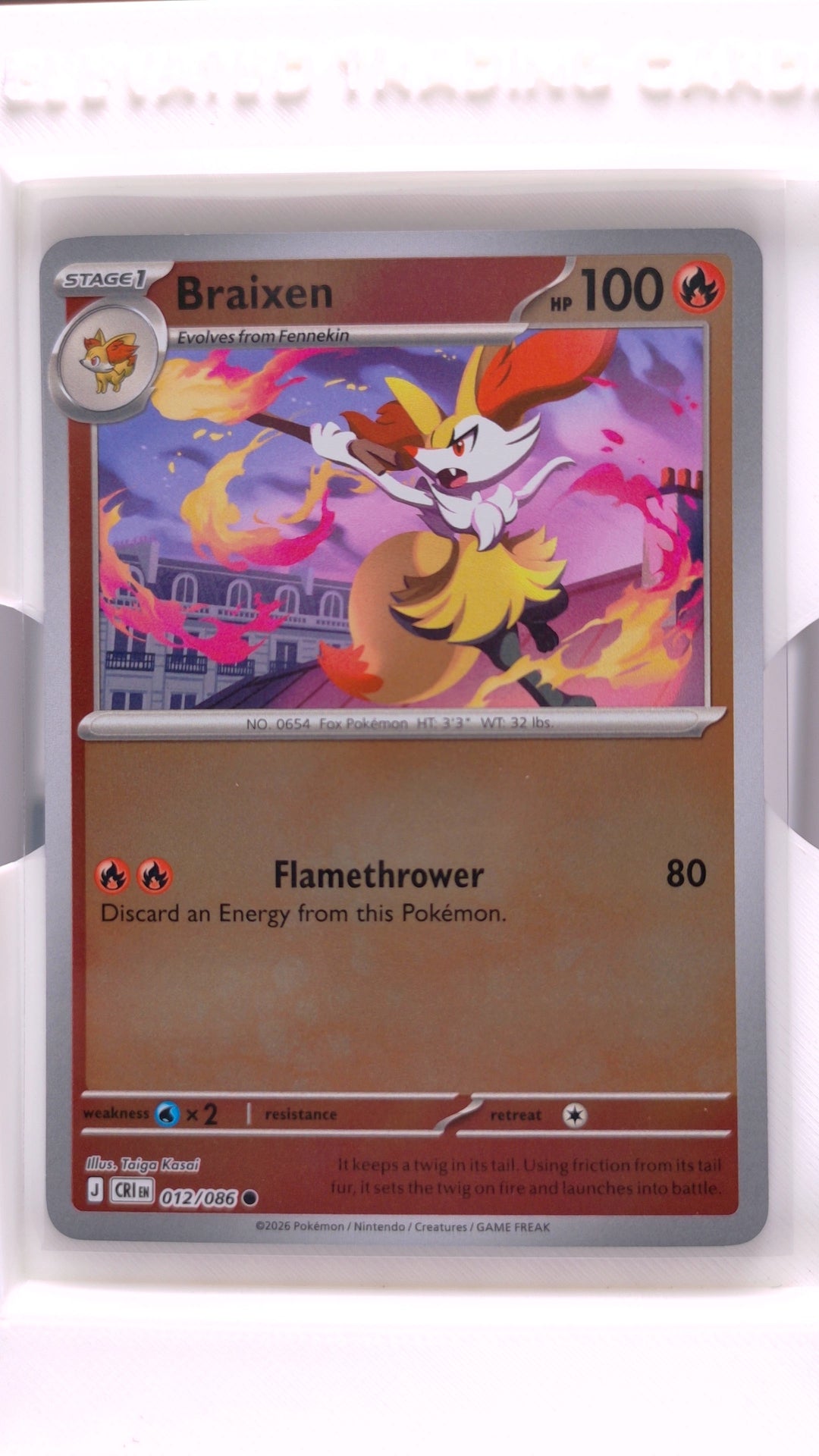 #12 Braixen Reverse Holo Common - front