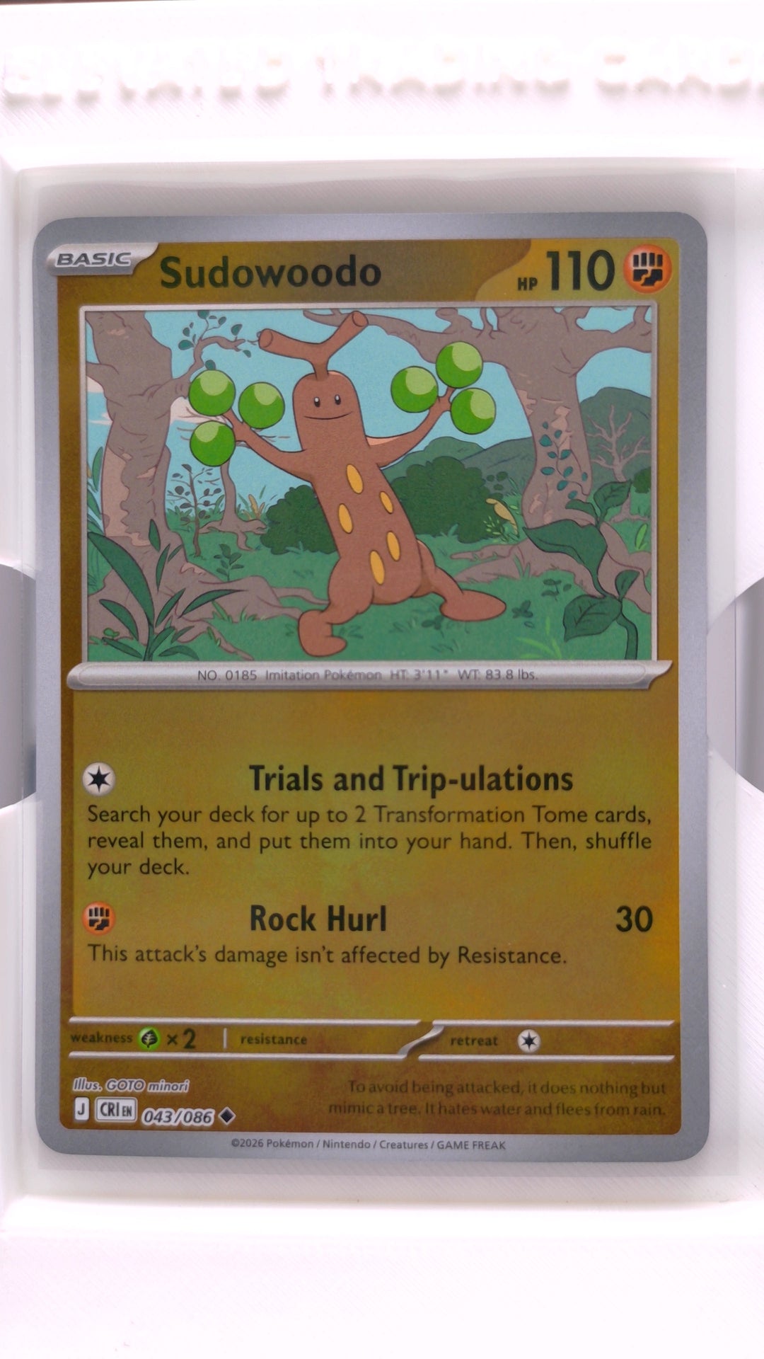 #43 Sudowoodo Reverse Holo Uncommon - front