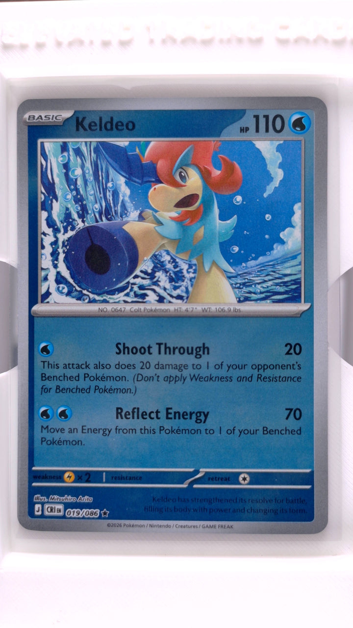 Pokémon: Mega Evolution — Chaos Rising Keldeo #019/086 Rare Reverse Holo — Front