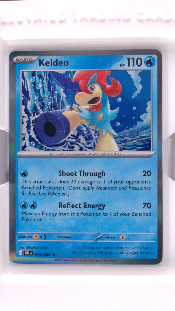 Pokémon: Mega Evolution — Chaos Rising Keldeo #019/086 Rare Holo — Front