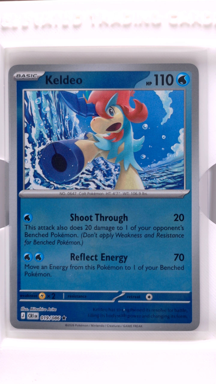 Pokémon: Mega Evolution — Chaos Rising Keldeo #019/086 Rare Reverse Holo — Front