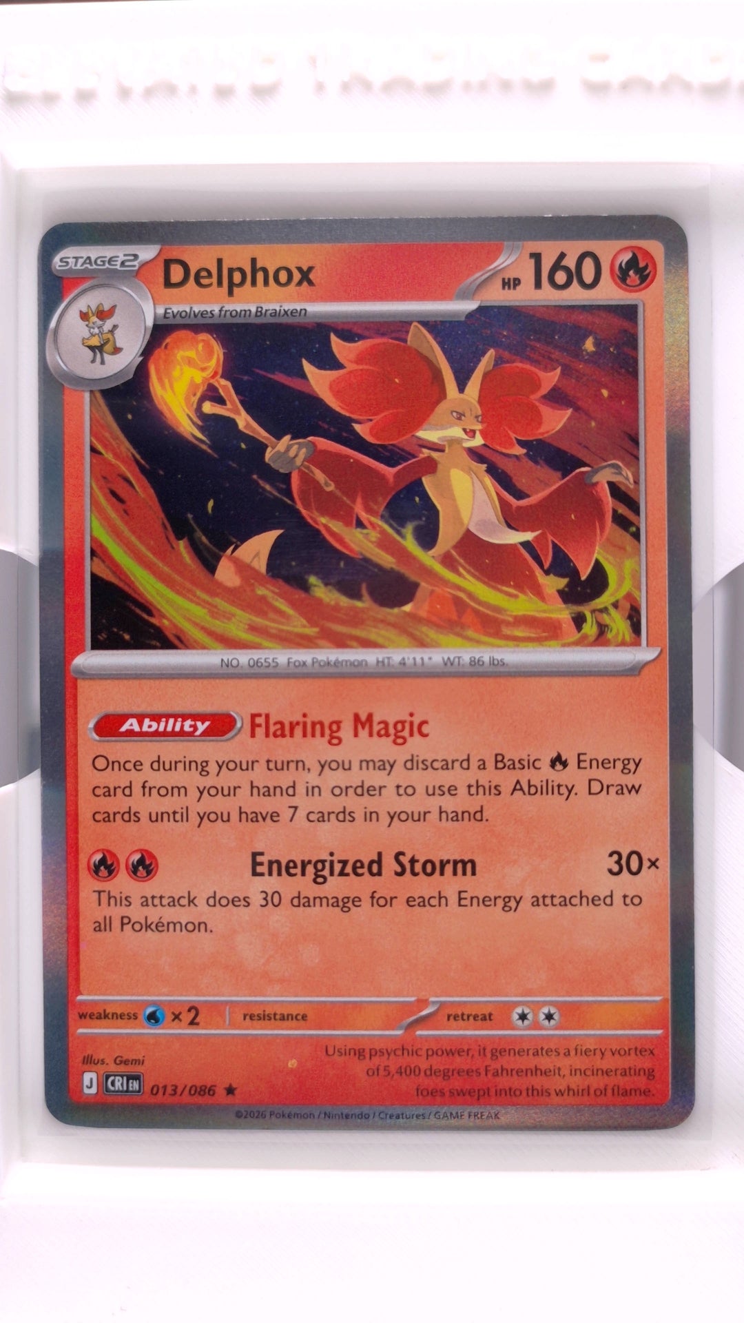 #13 Delphox Holo Rare - front