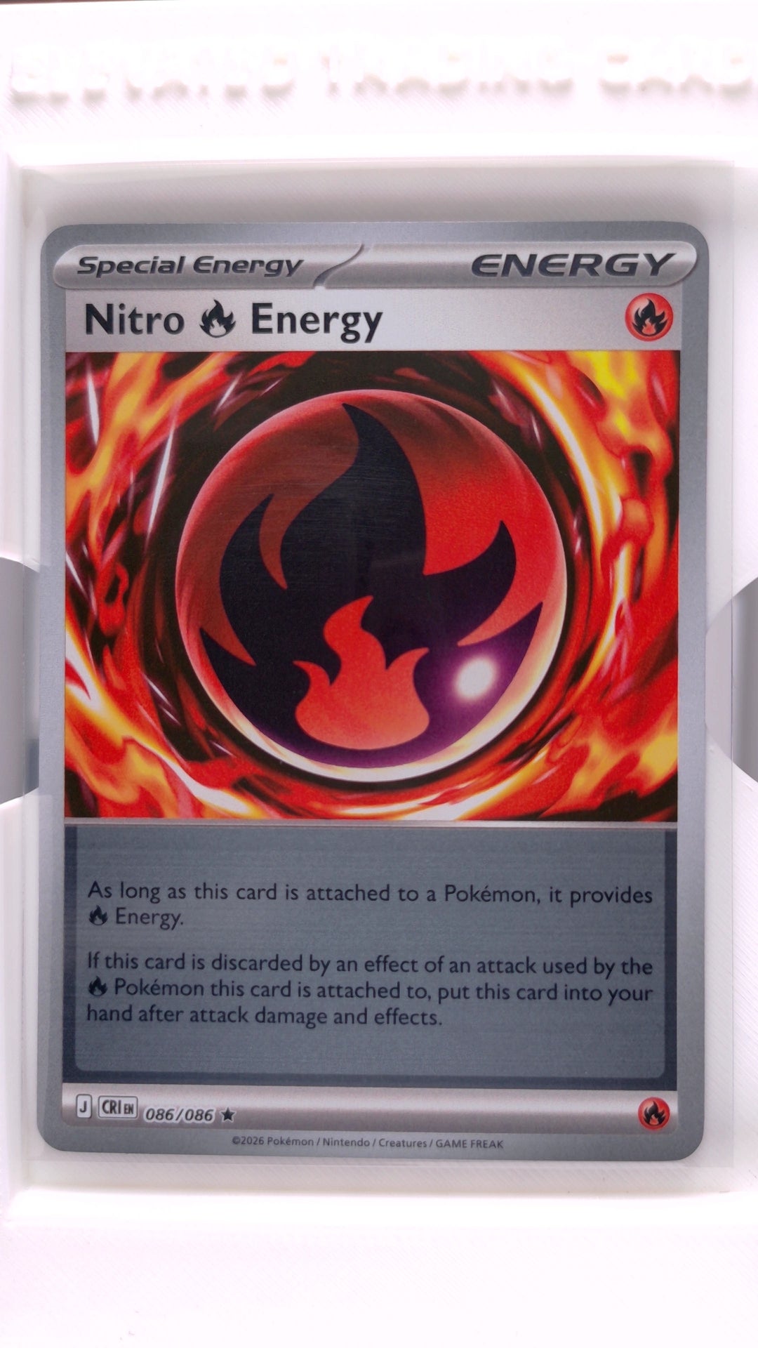 #86 Nitro Fire Energy Reverse Holo Rare - front