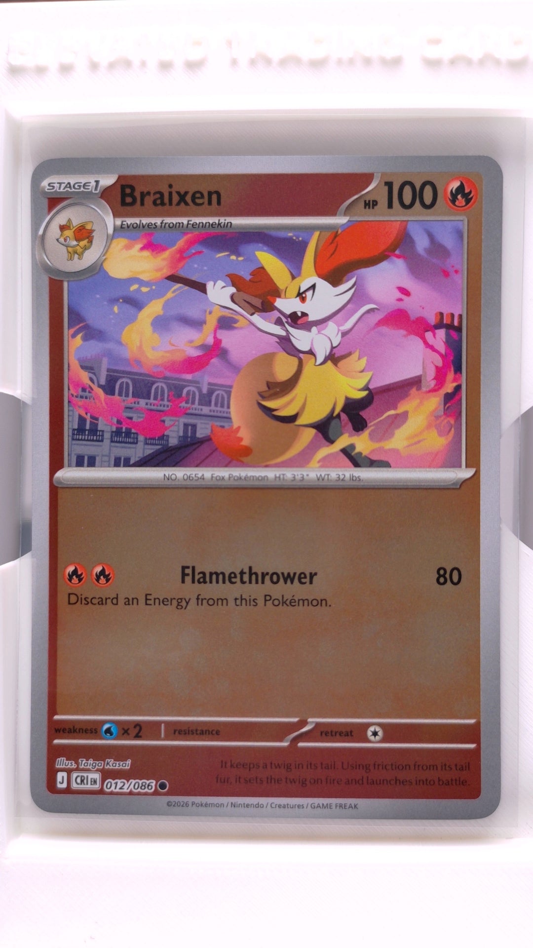 #12 Braixen Reverse Holo Common - front