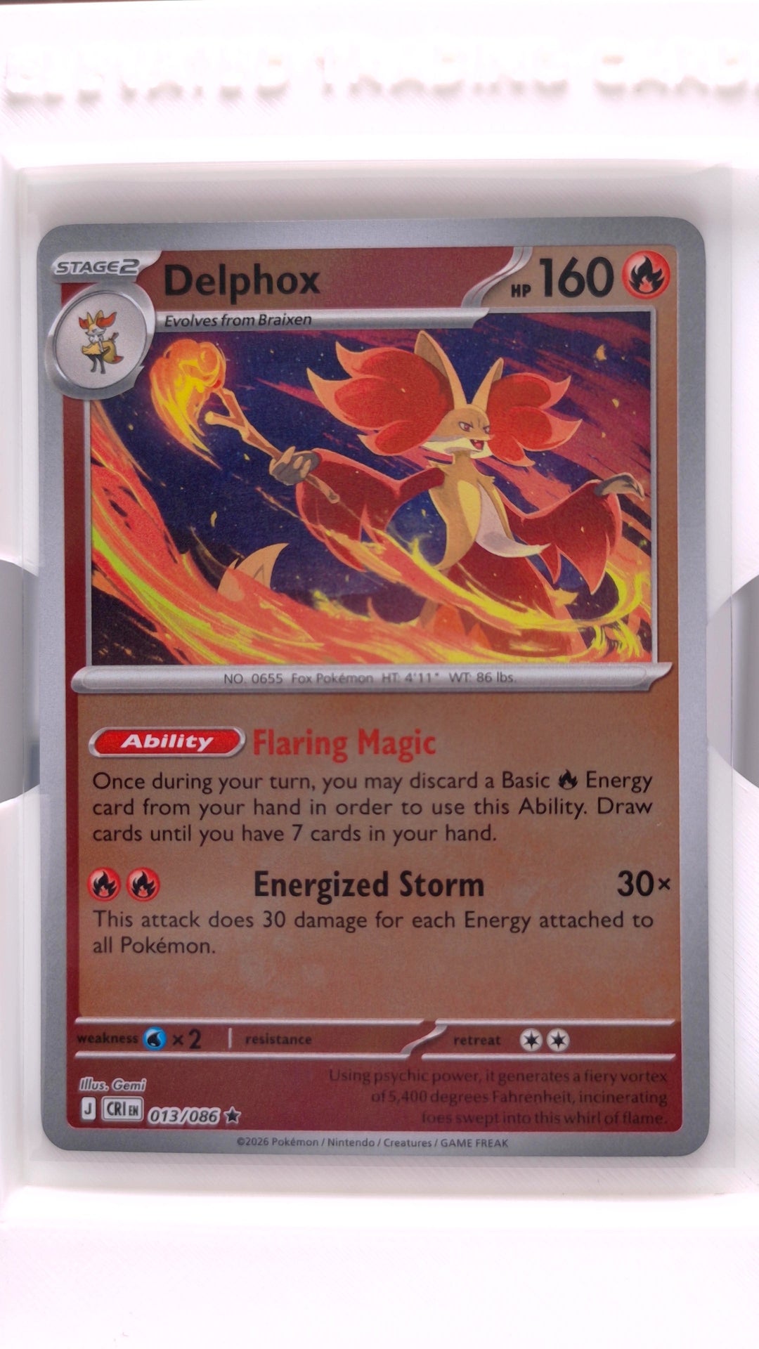 #13 Delphox Reverse Holo Rare - front