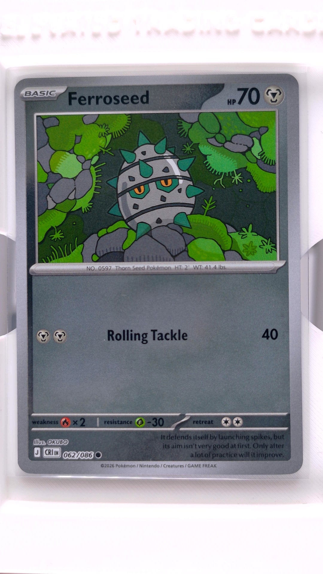 #62 Ferroseed Reverse Holo Common - front