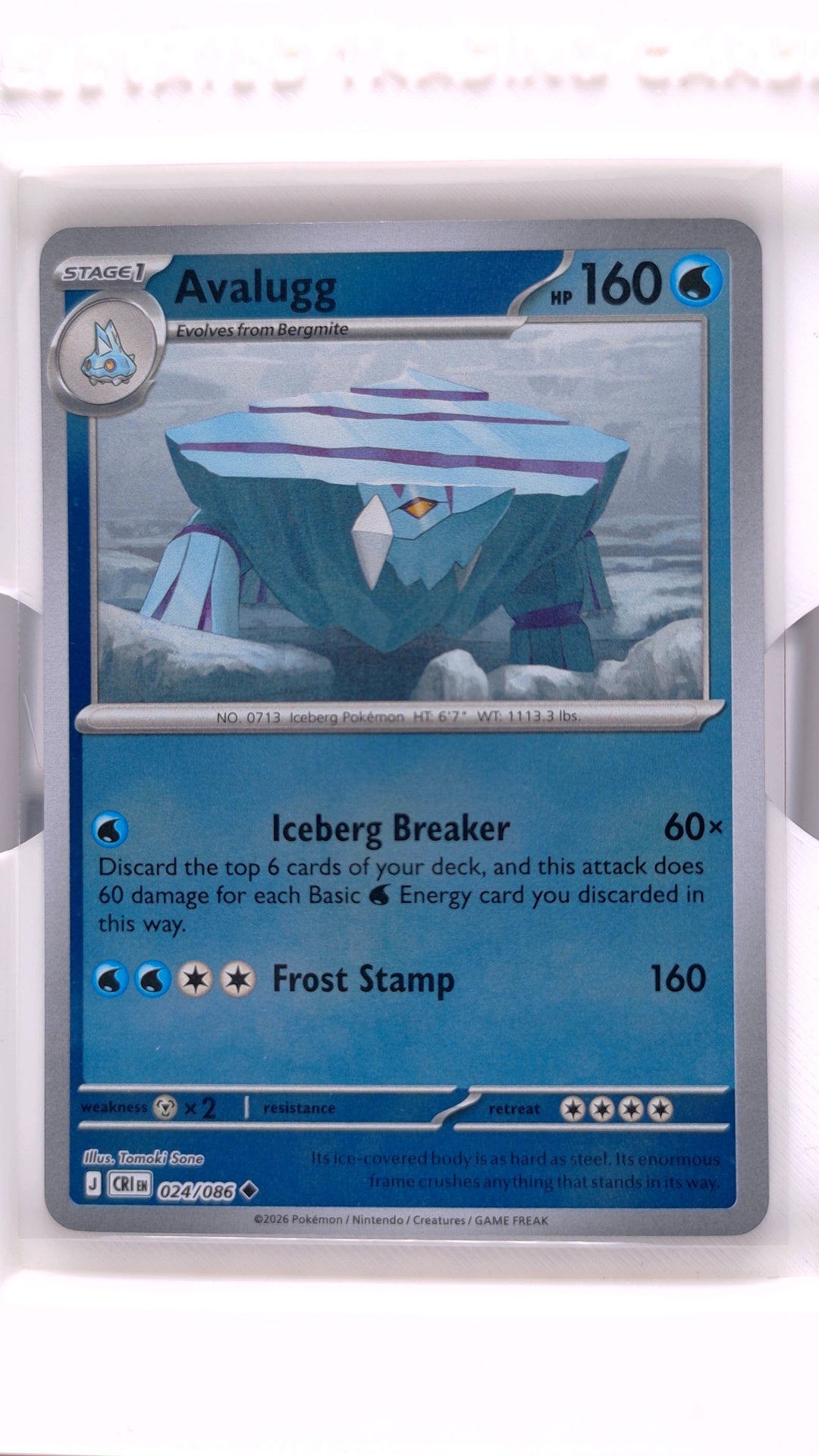 #24 Avalugg Reverse Holo Uncommon - front