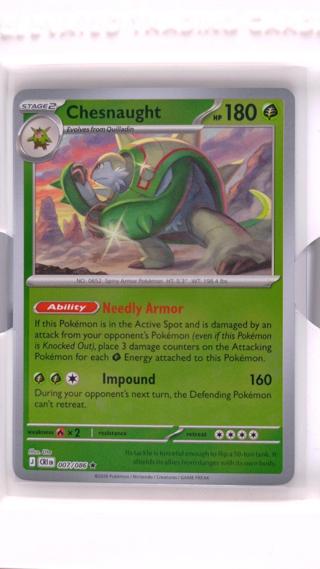 #7 Chesnaught Reverse Holo Rare - front