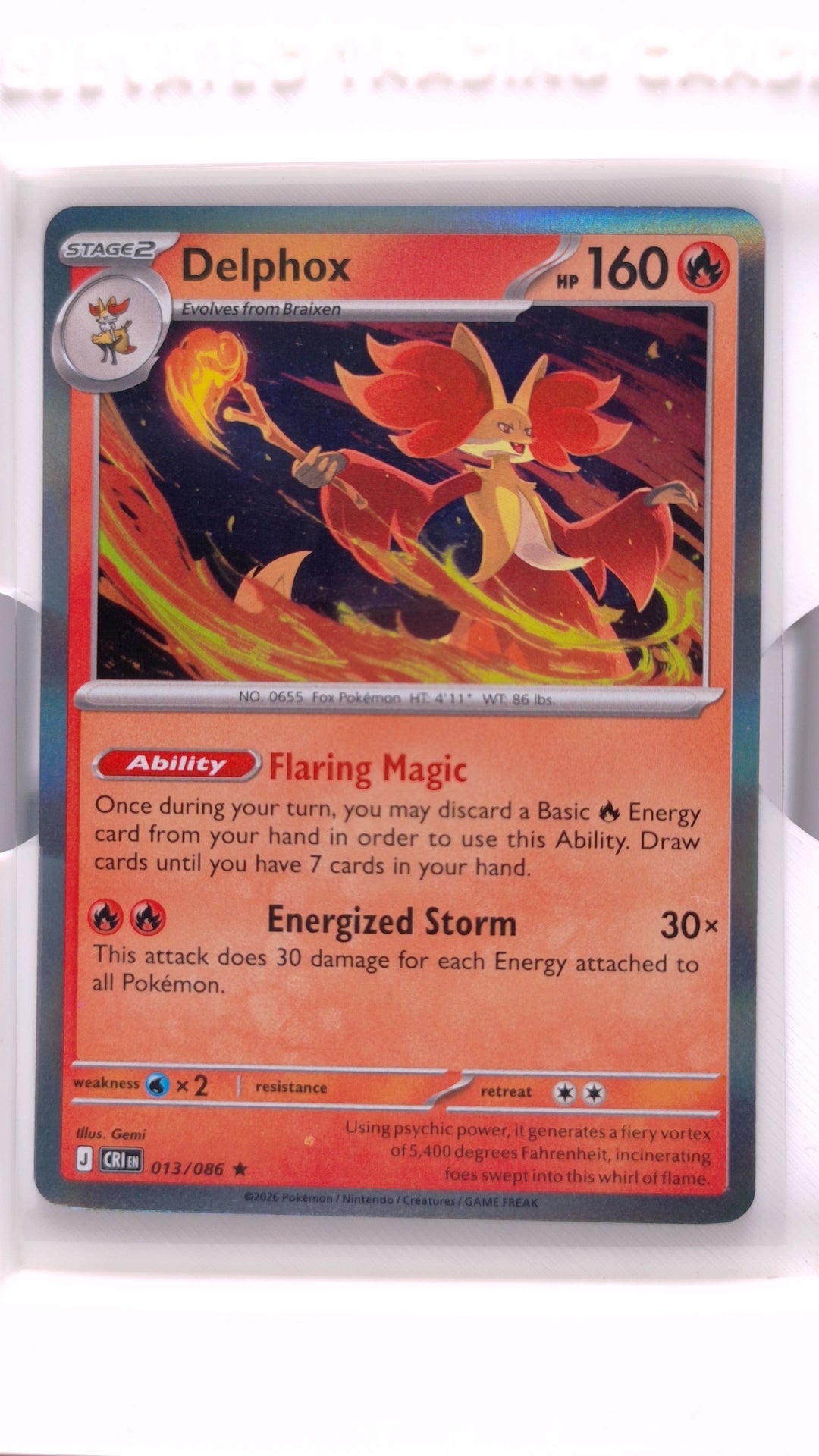 #13 Delphox Holo Rare - front