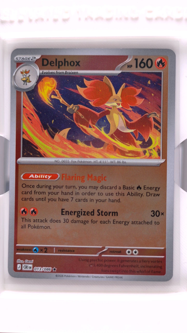 Pokémon: Mega Evolution — Chaos Rising Delphox #013/086 Rare Reverse Holo — Front