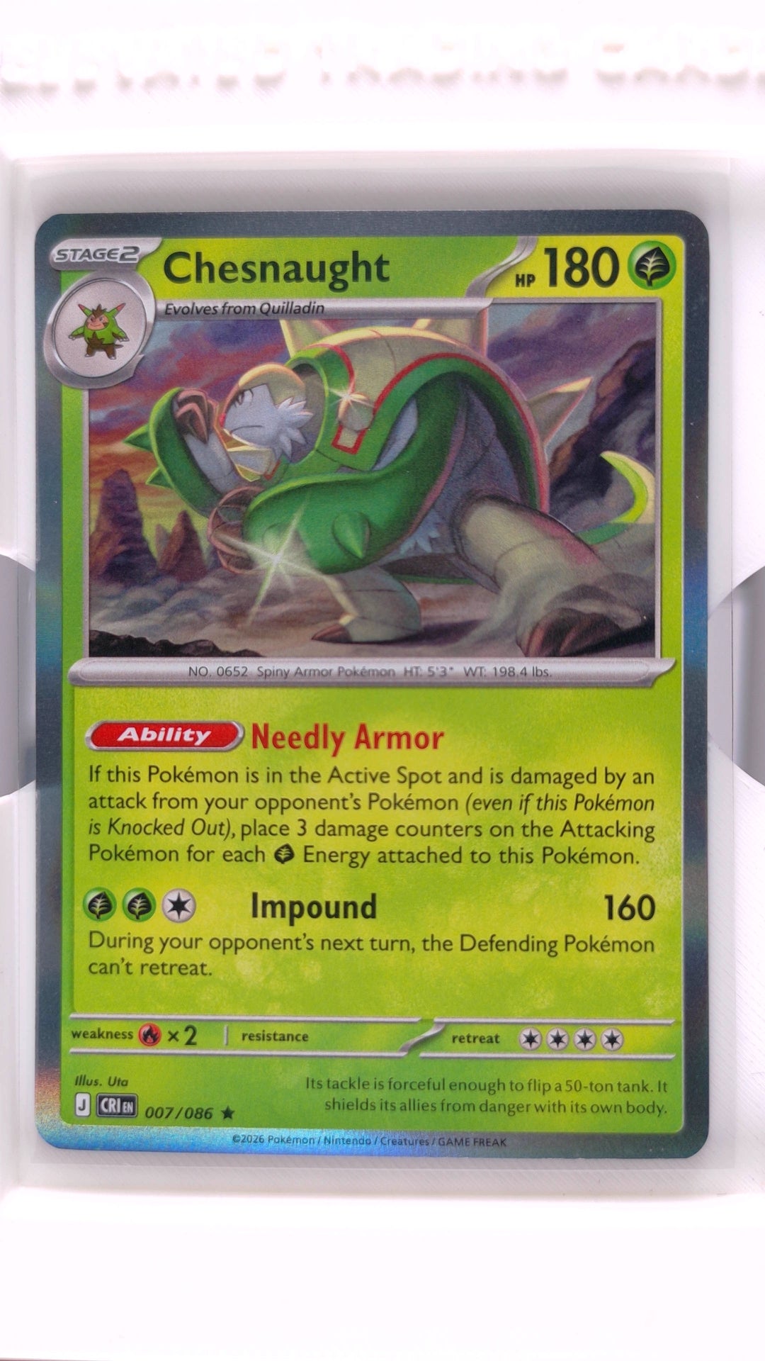 #7 Chesnaught Holo Rare - front