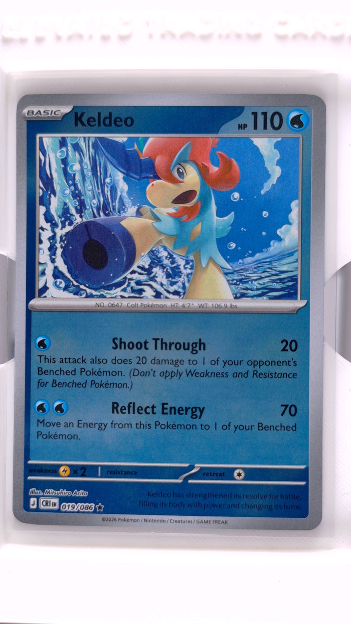 Pokémon: Mega Evolution — Chaos Rising Keldeo #019/086 Rare Reverse Holo — Front