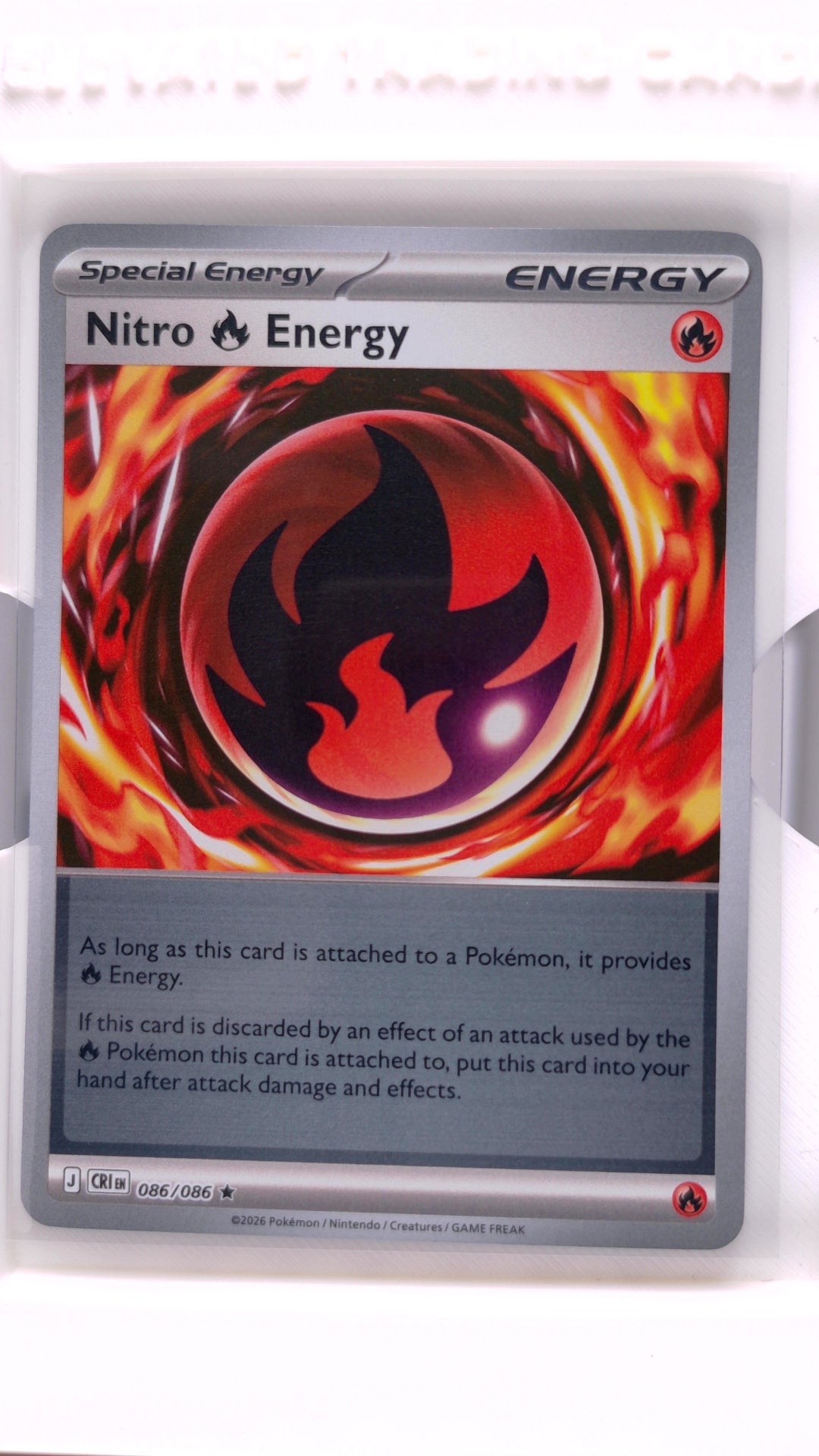 #86 Nitro Fire Energy Reverse Holo Rare - front
