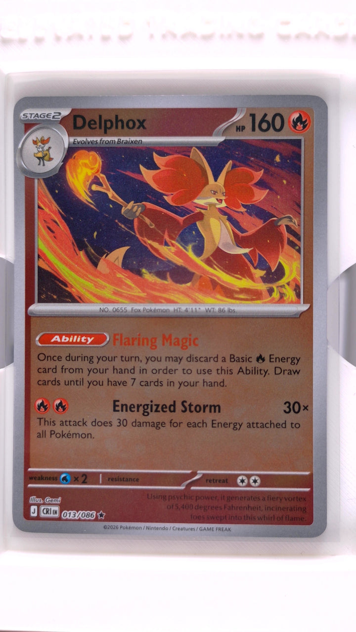Pokémon: Mega Evolution — Chaos Rising Delphox #013/086 Rare Reverse Holo — Front