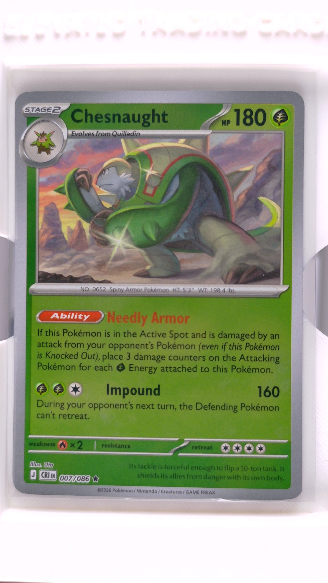 #7 Chesnaught Reverse Holo Rare - front