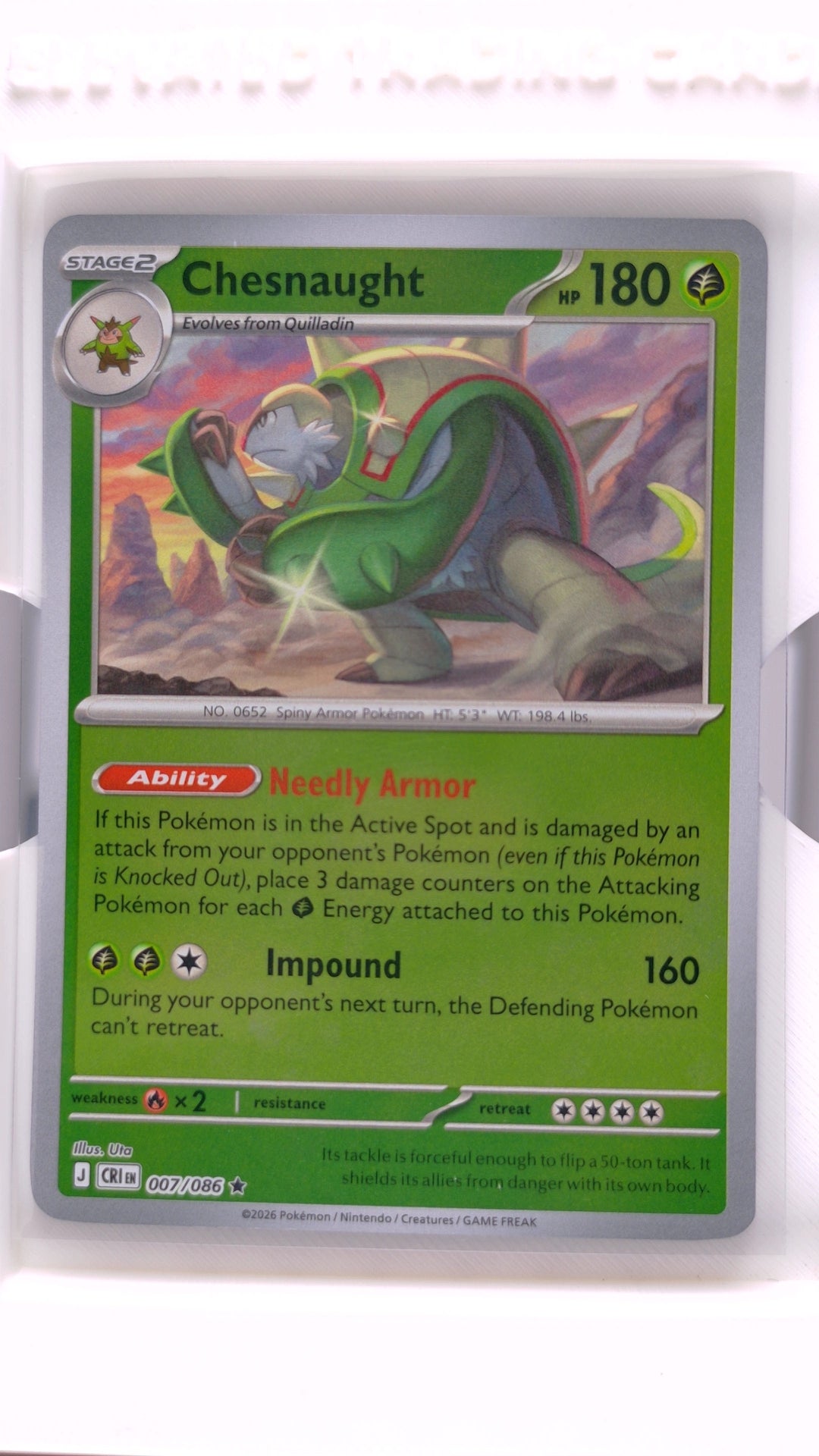 #7 Chesnaught Reverse Holo Rare - front