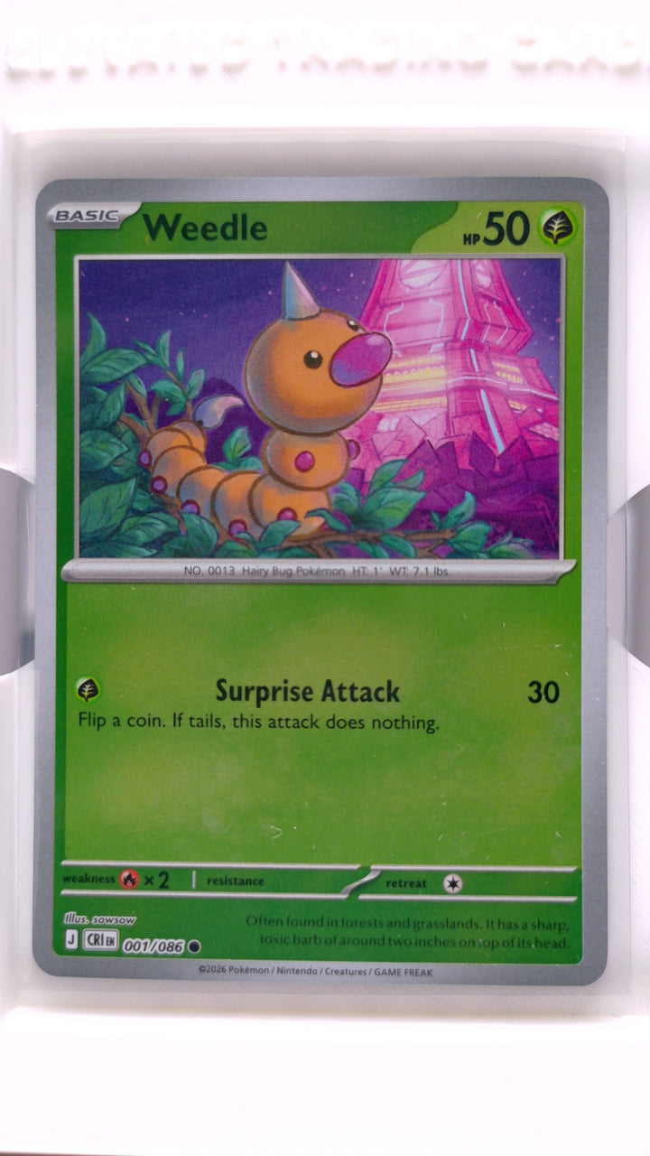 Pokémon: Mega Evolution — Chaos Rising Weedle #001/086 Common Reverse Holo — Front