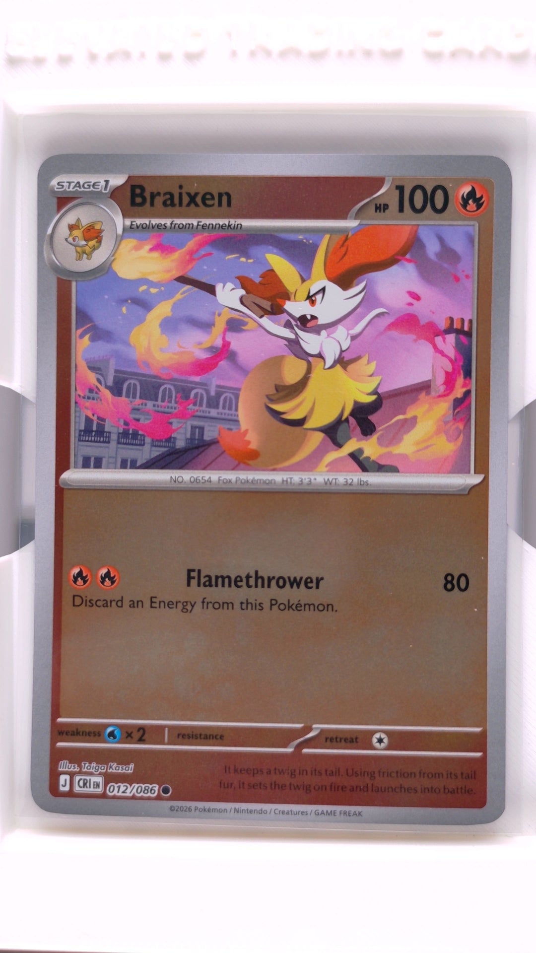#12 Braixen Reverse Holo Common - front