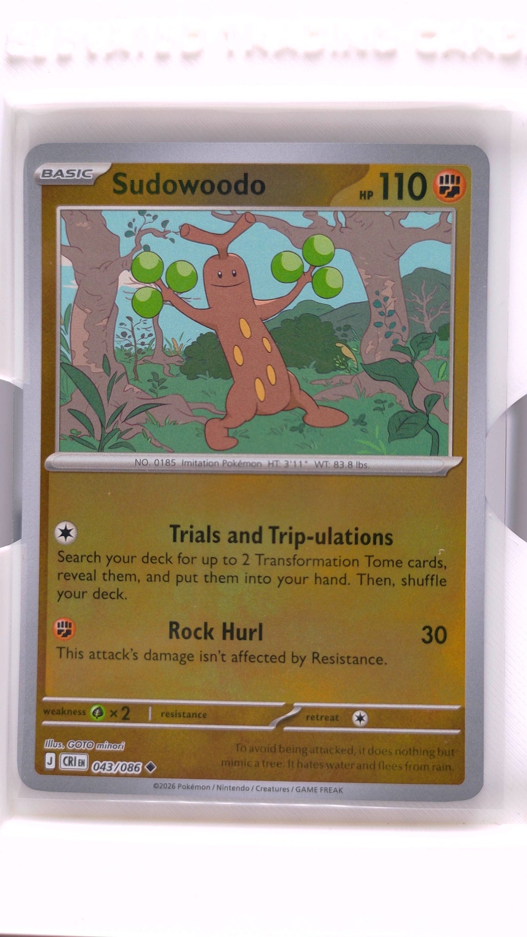 #43 Sudowoodo Reverse Holo Uncommon - front