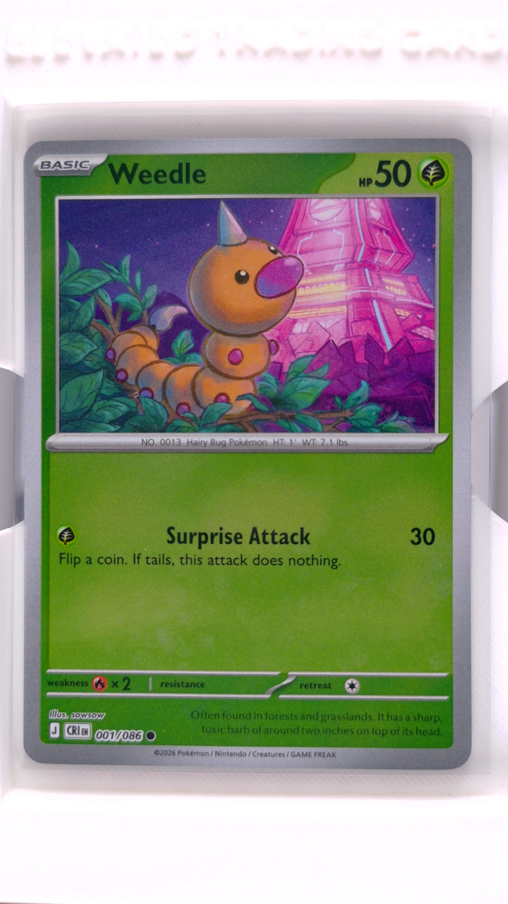 Pokémon: Mega Evolution — Chaos Rising Weedle #001/086 Common Reverse Holo — Front