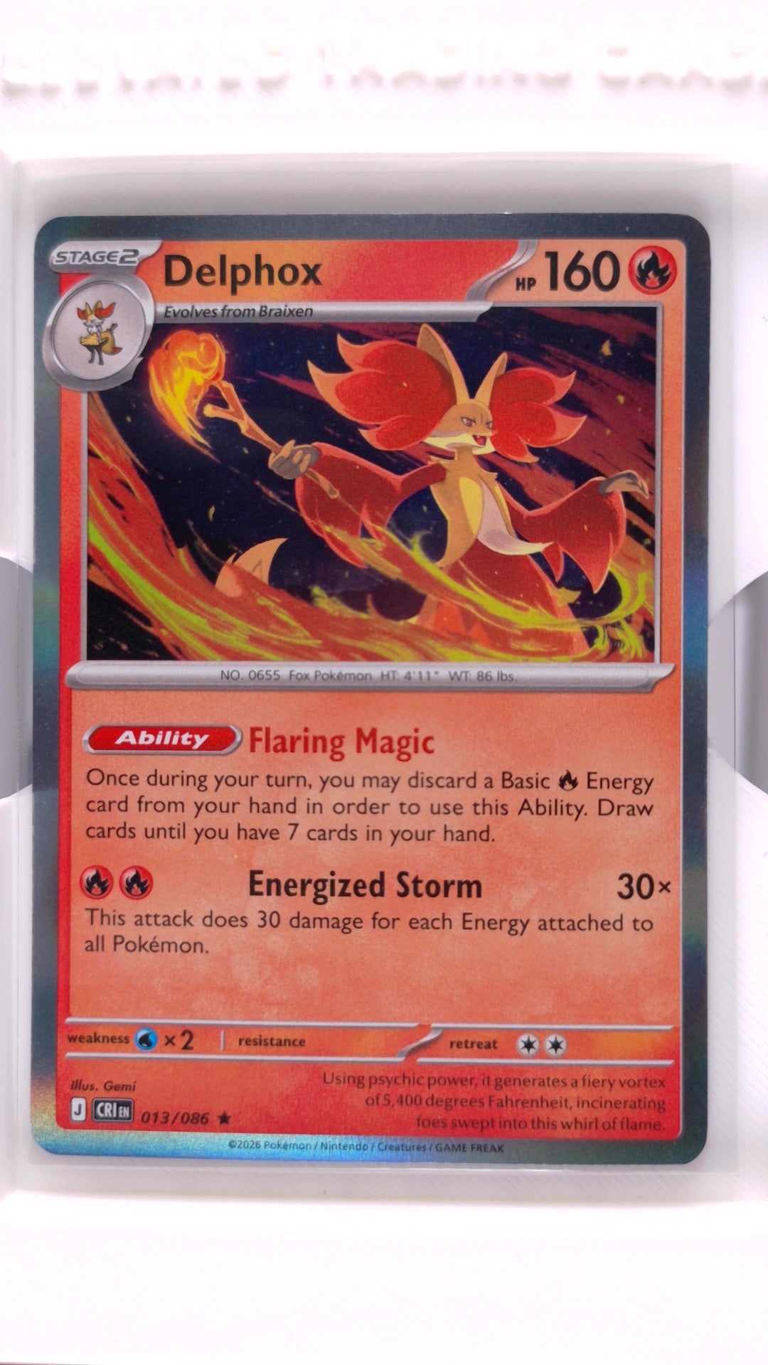 #13 Delphox Holo Rare - front