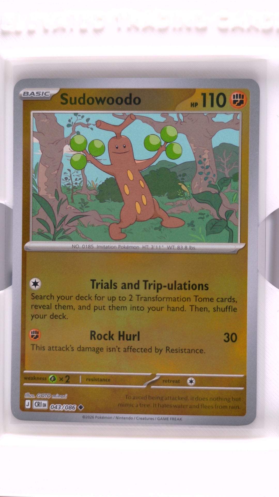 #43 Sudowoodo Reverse Holo Uncommon - front