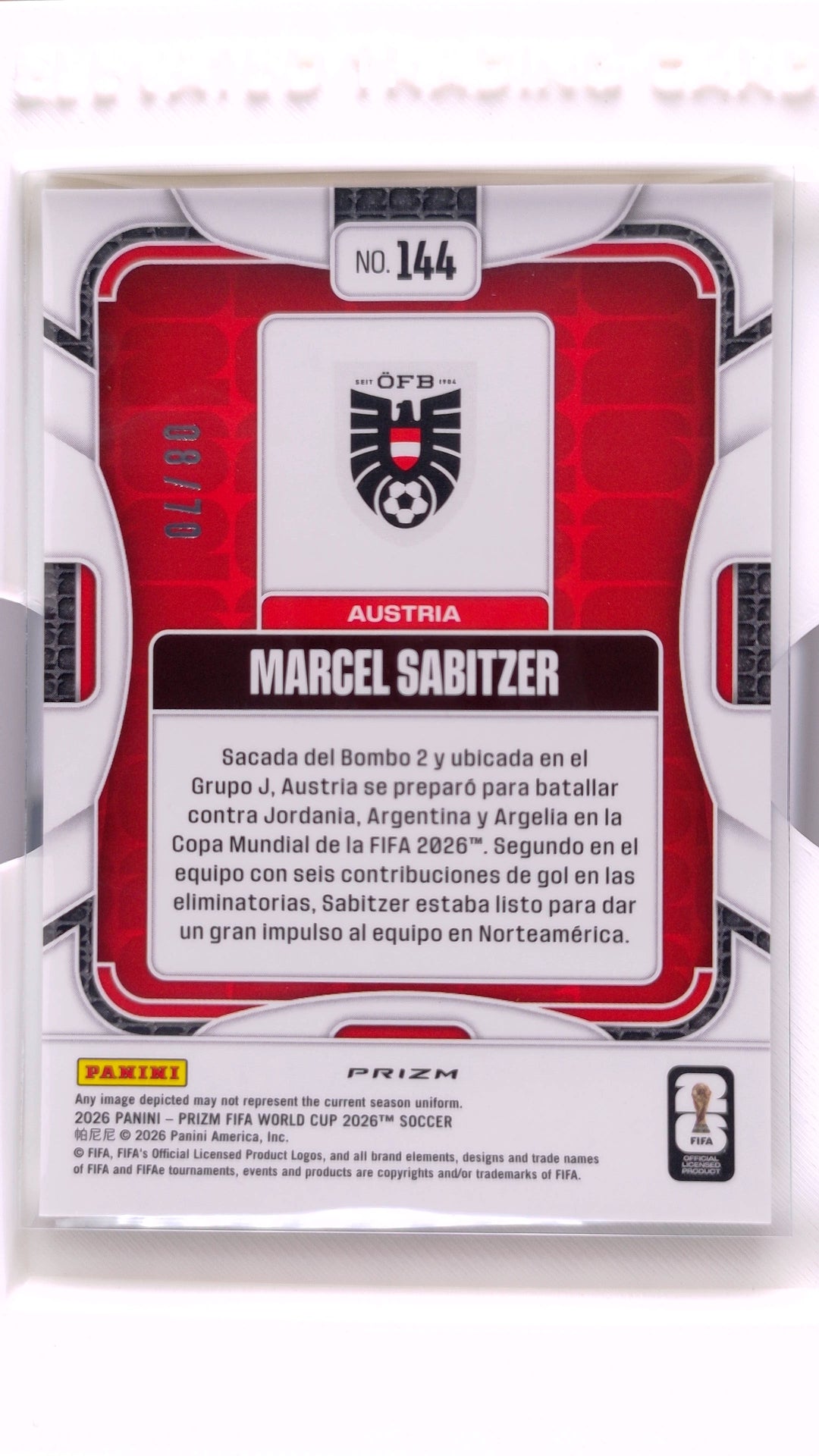 #144 Marcel Sabitzer Aguila #8/70 - back