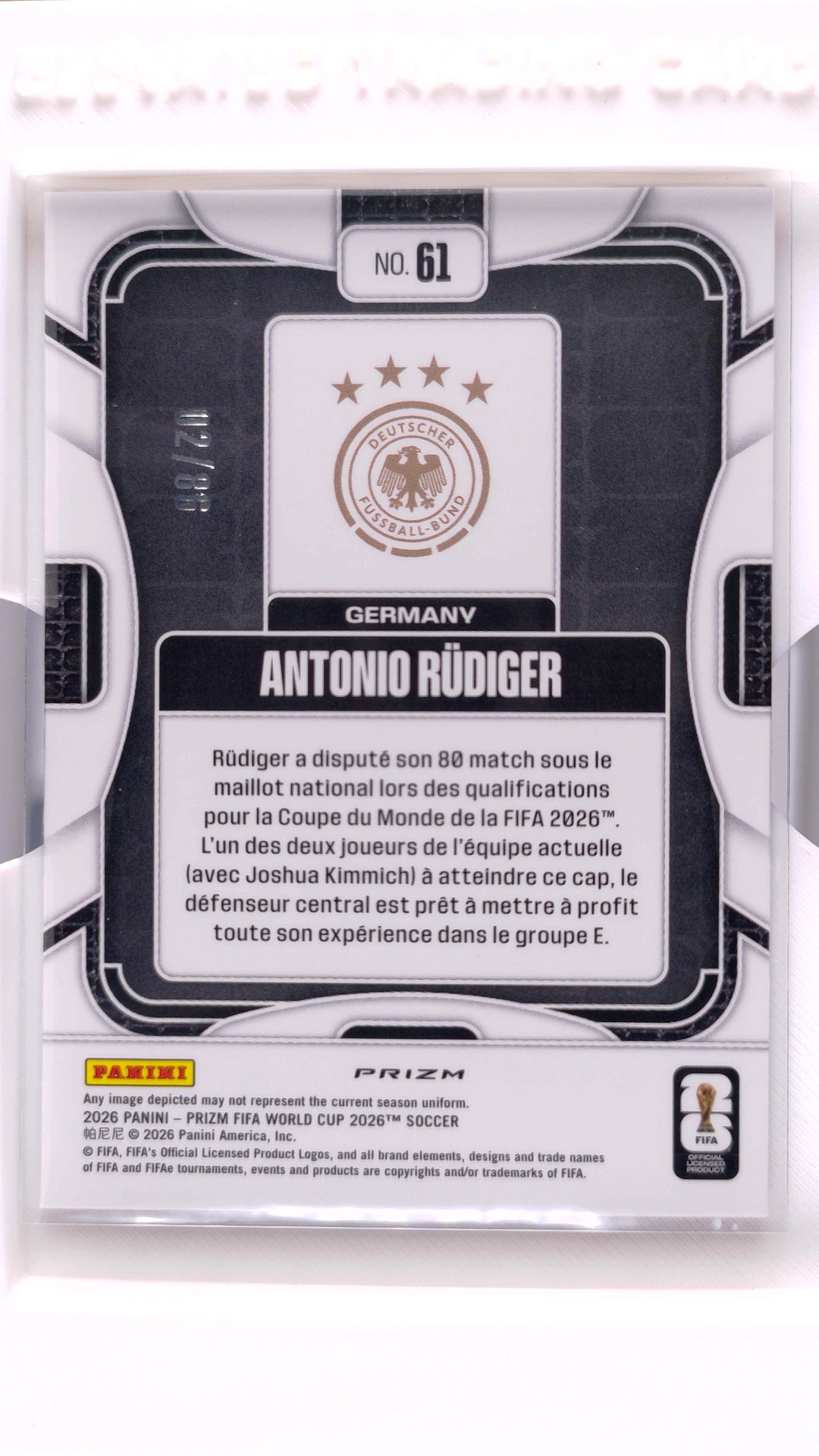 #61 Antonio Rudiger Maple Leaf #2/86 - back