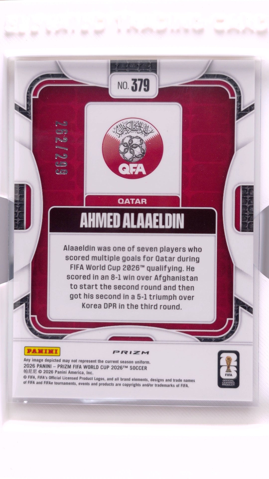 #379 Ahmed Alaaeldin Purple Hyper #262/299 - back