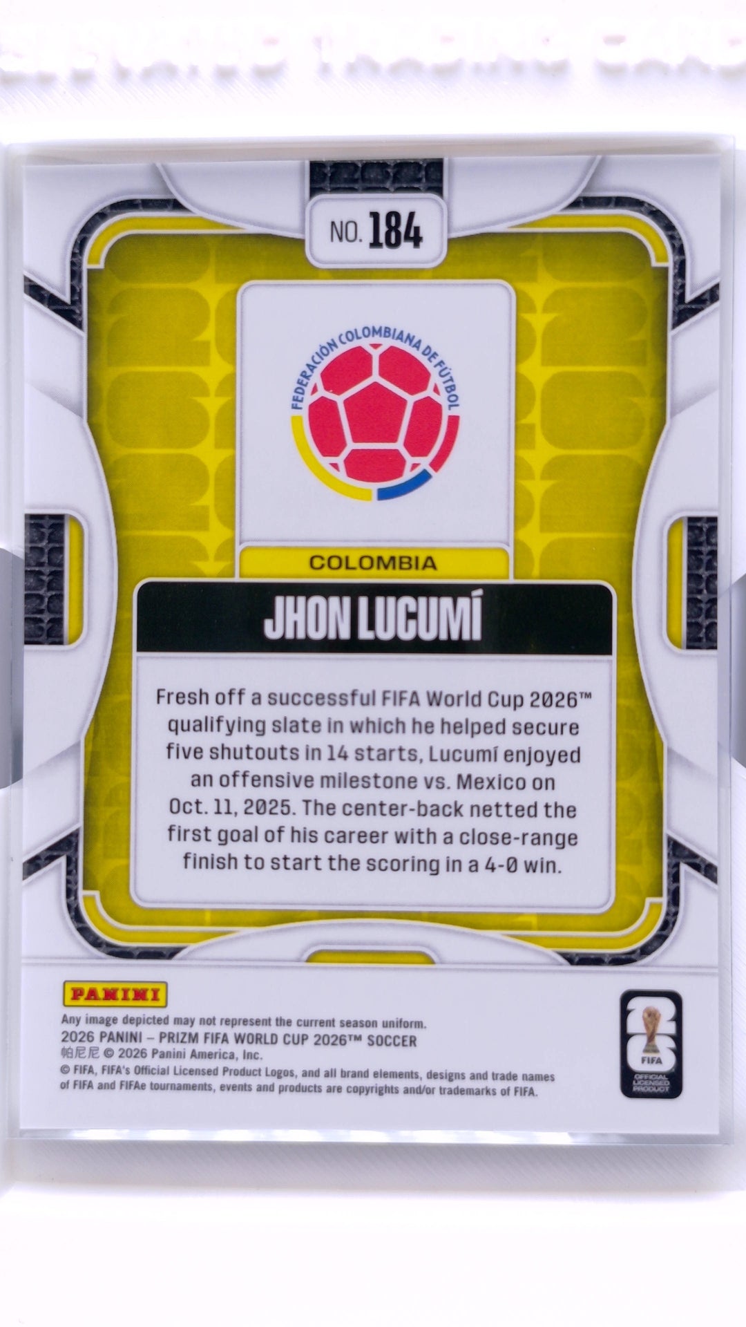 #184 Jhon Lucumi - back