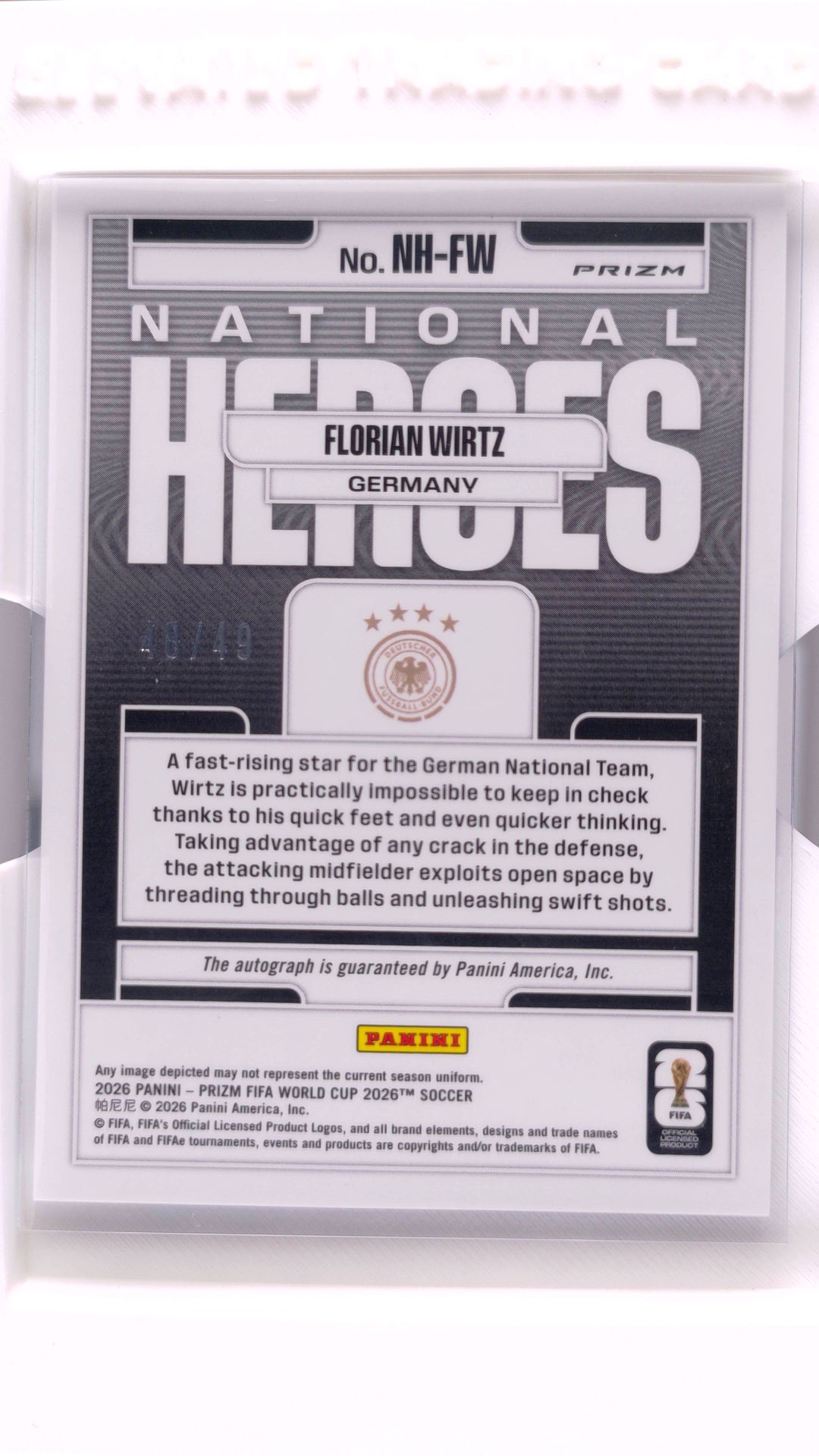 #4 Florian Wirtz National Heroes Blue #48/49 - back