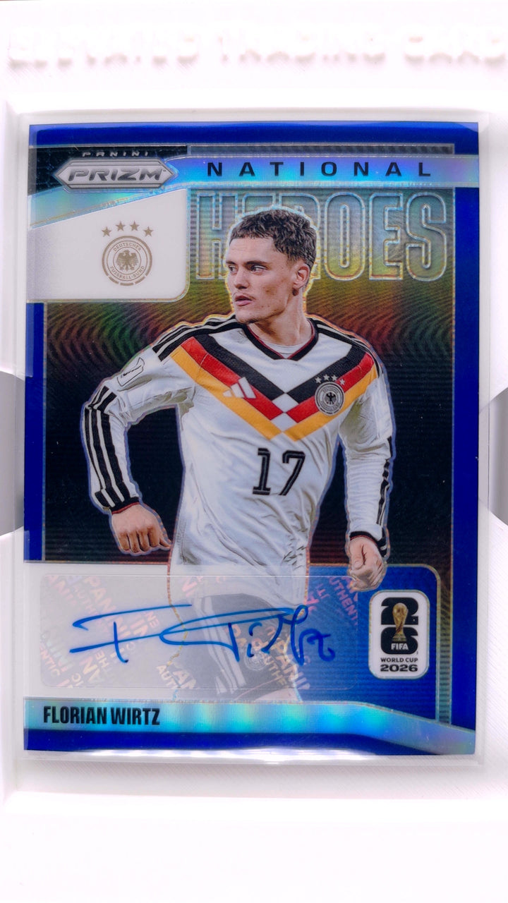 2026 Panini Prizm FIFA World Cup Soccer Florian Wirtz #4 National Heroes Blue #48/49 Auto — Front