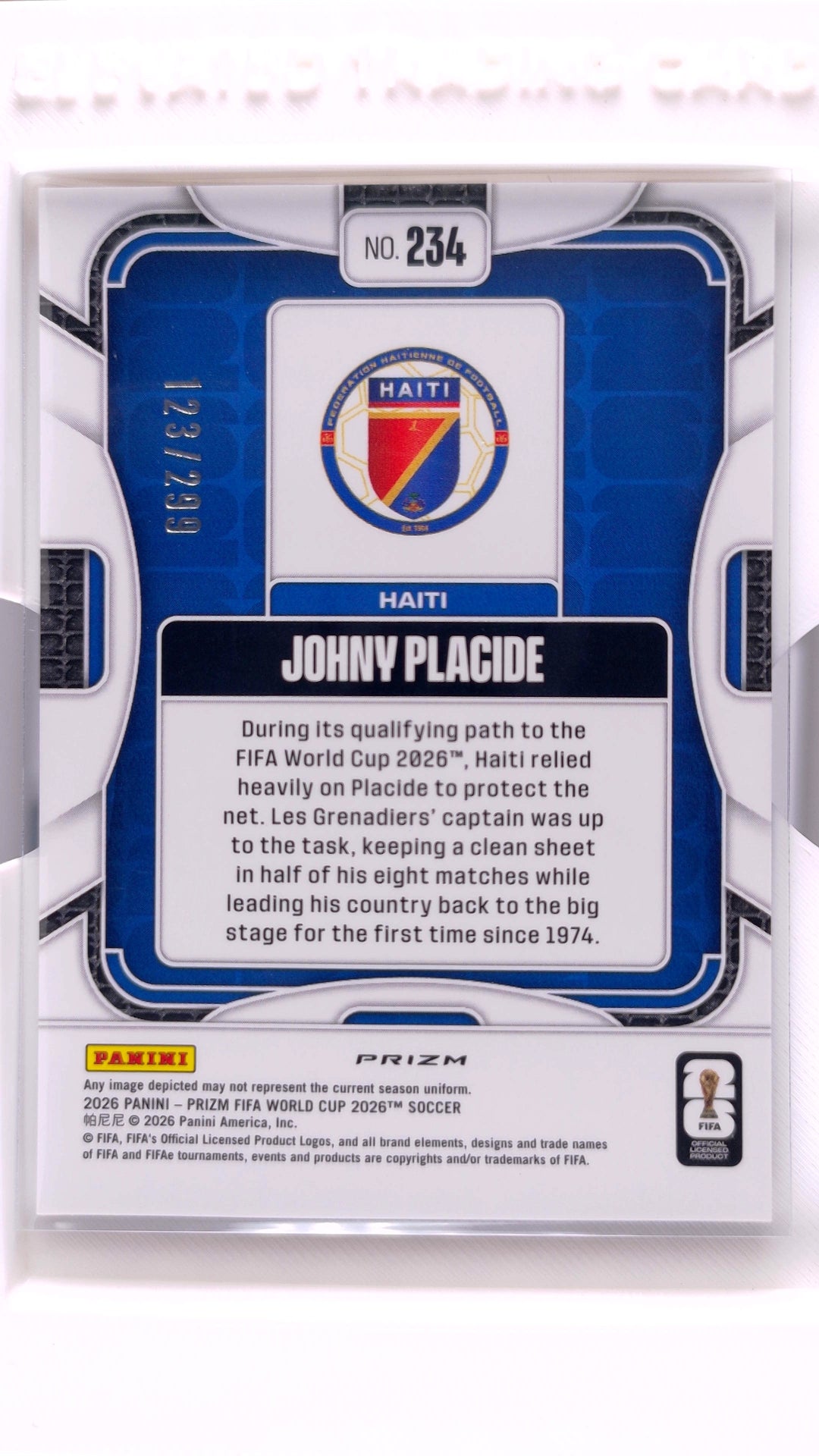 #234 Johny Placide Purple Hyper #123/299 - back
