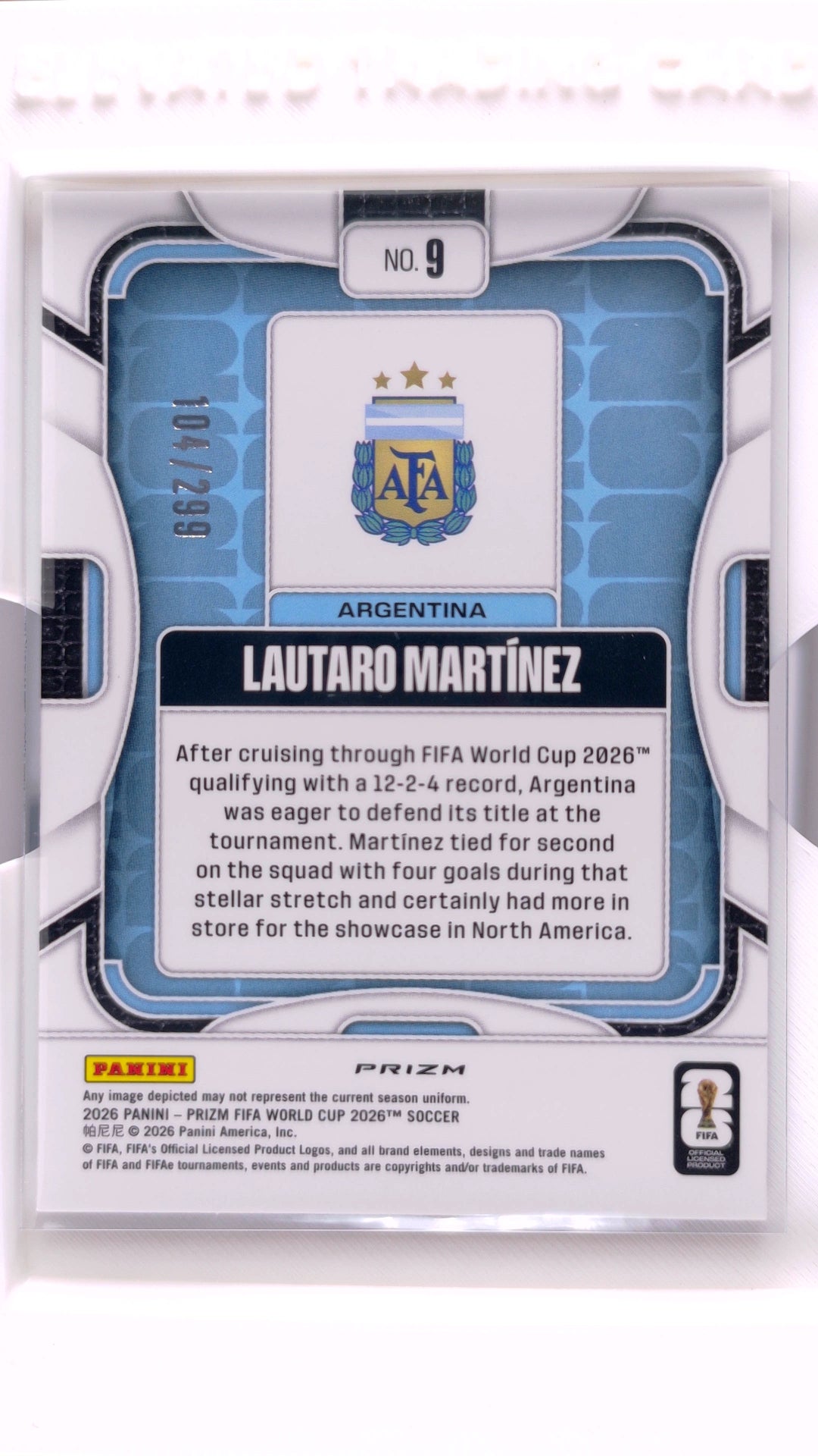 #9 Lautaro Martinez Purple Hyper #104/299 - back