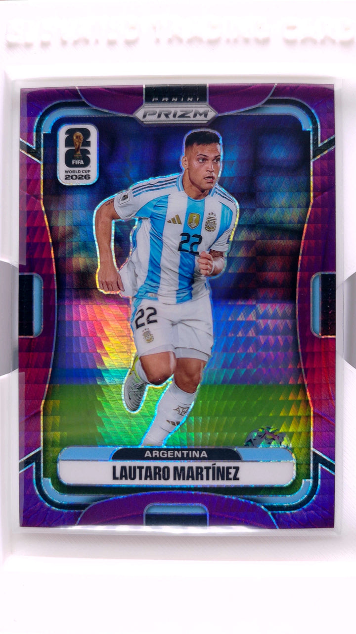 2026 Panini Prizm FIFA World Cup Soccer Lautaro Martinez #9 Purple Hyper #104/299 — Front